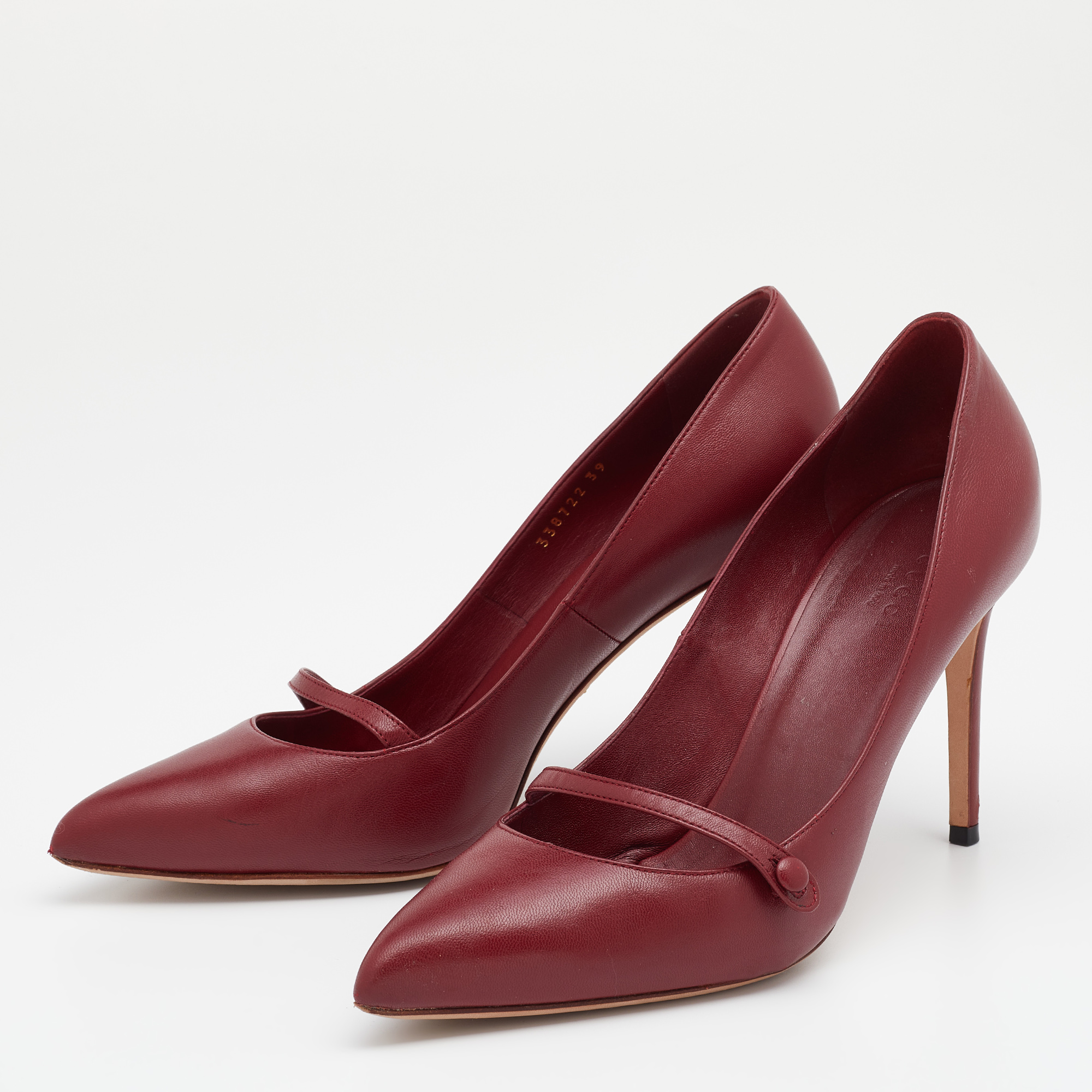 

Gucci Dark Red Leather Mary Jane Pumps Size