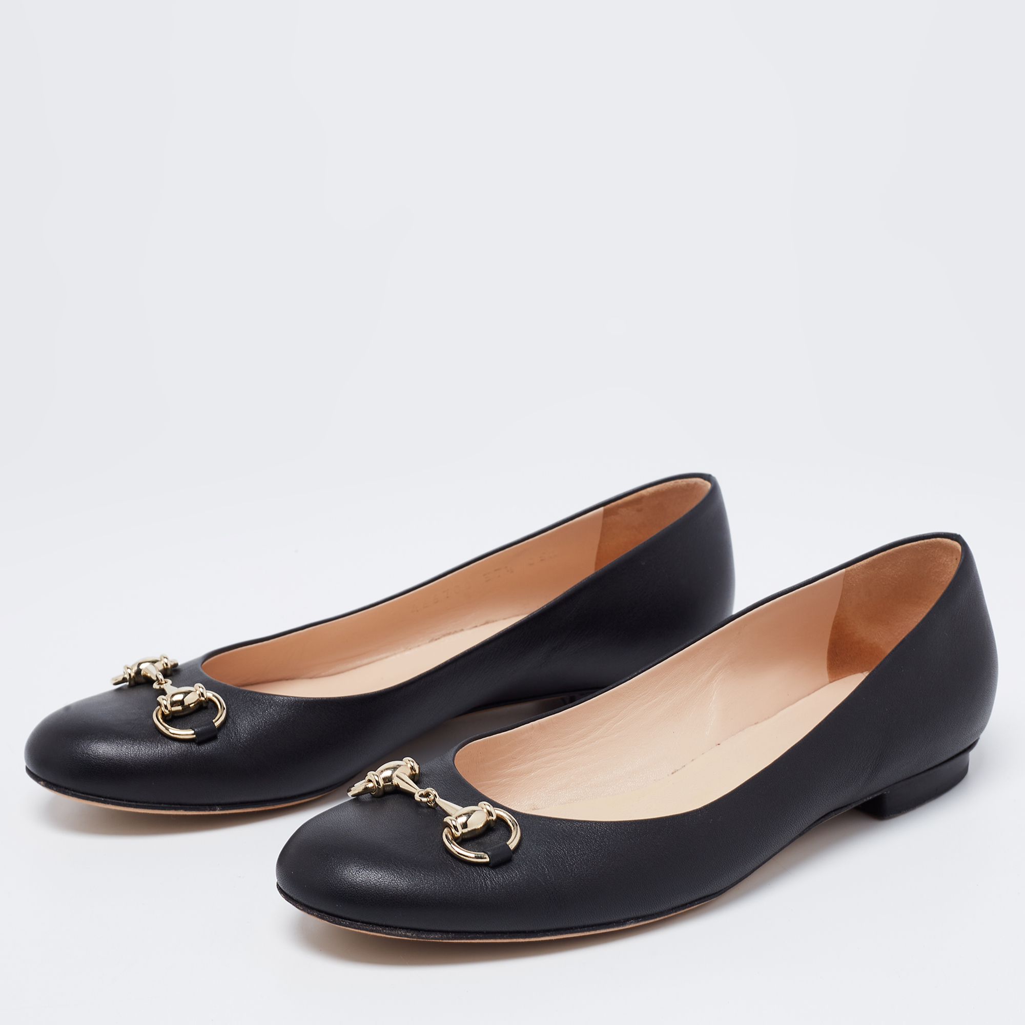 

Gucci Black Leather Horsebit Ballet Flats Size