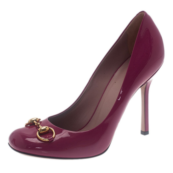 Pre Owned Gucci Pink Patent Leather 'Vernice' Horsebit Pumps Size 39