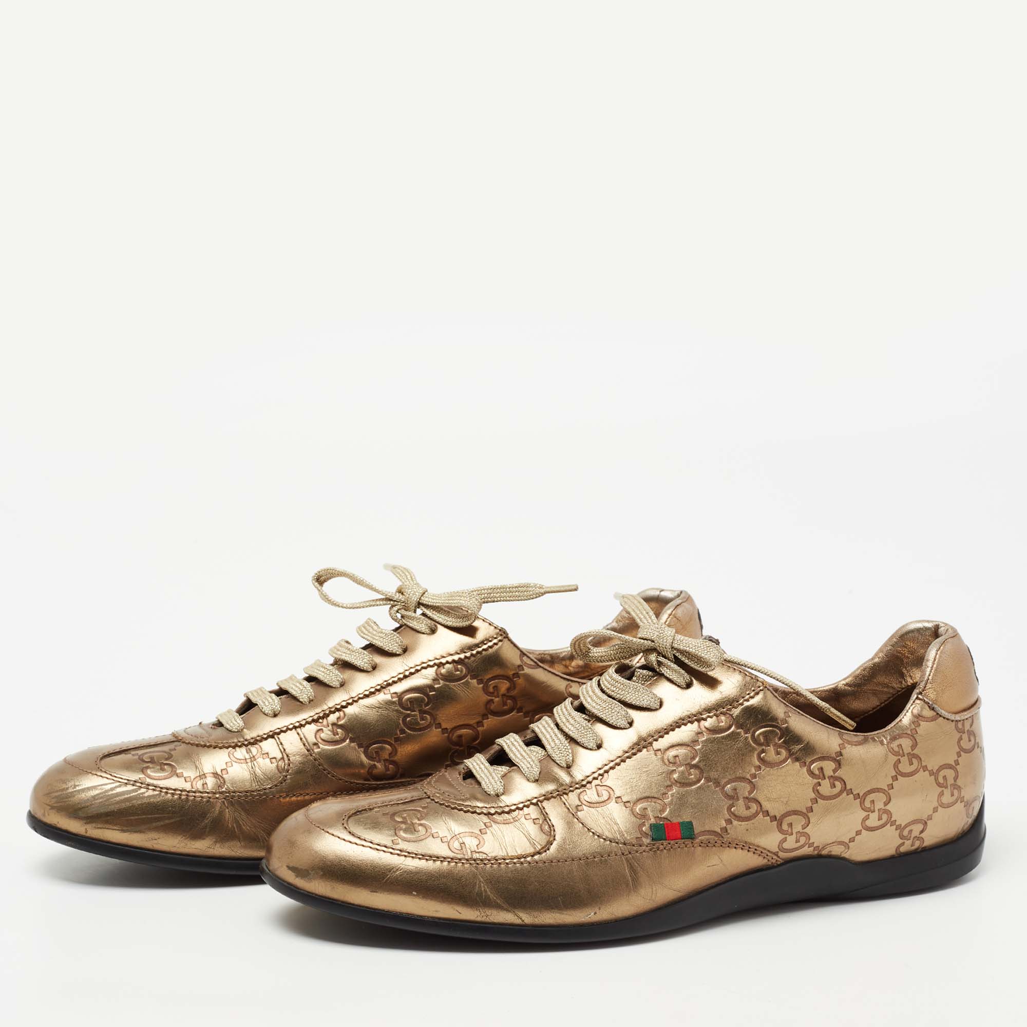 

Gucci Gold Guccissima Leather Low Top Sneakers Size, Metallic