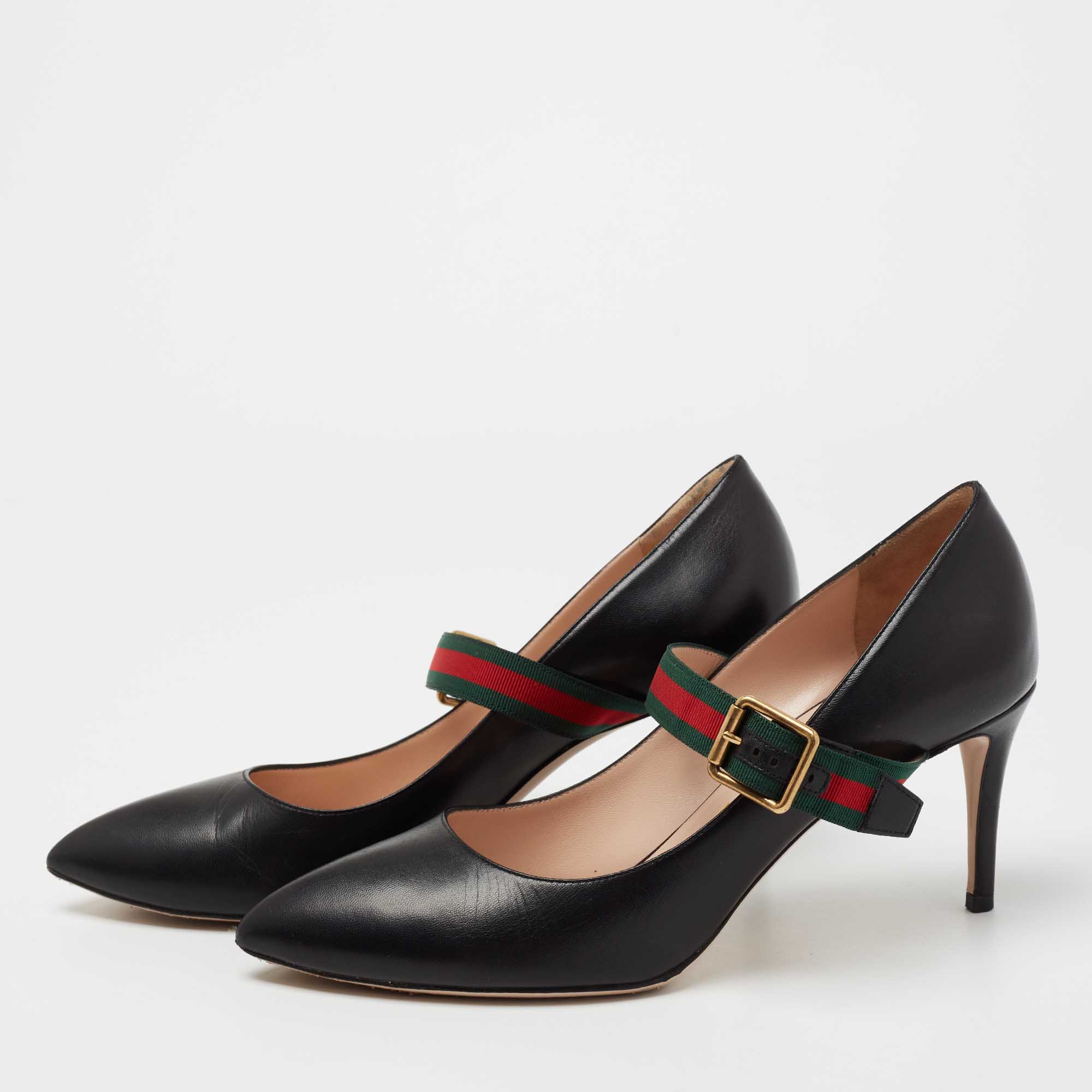 

Gucci Black Leather Sylvie Pumps Size