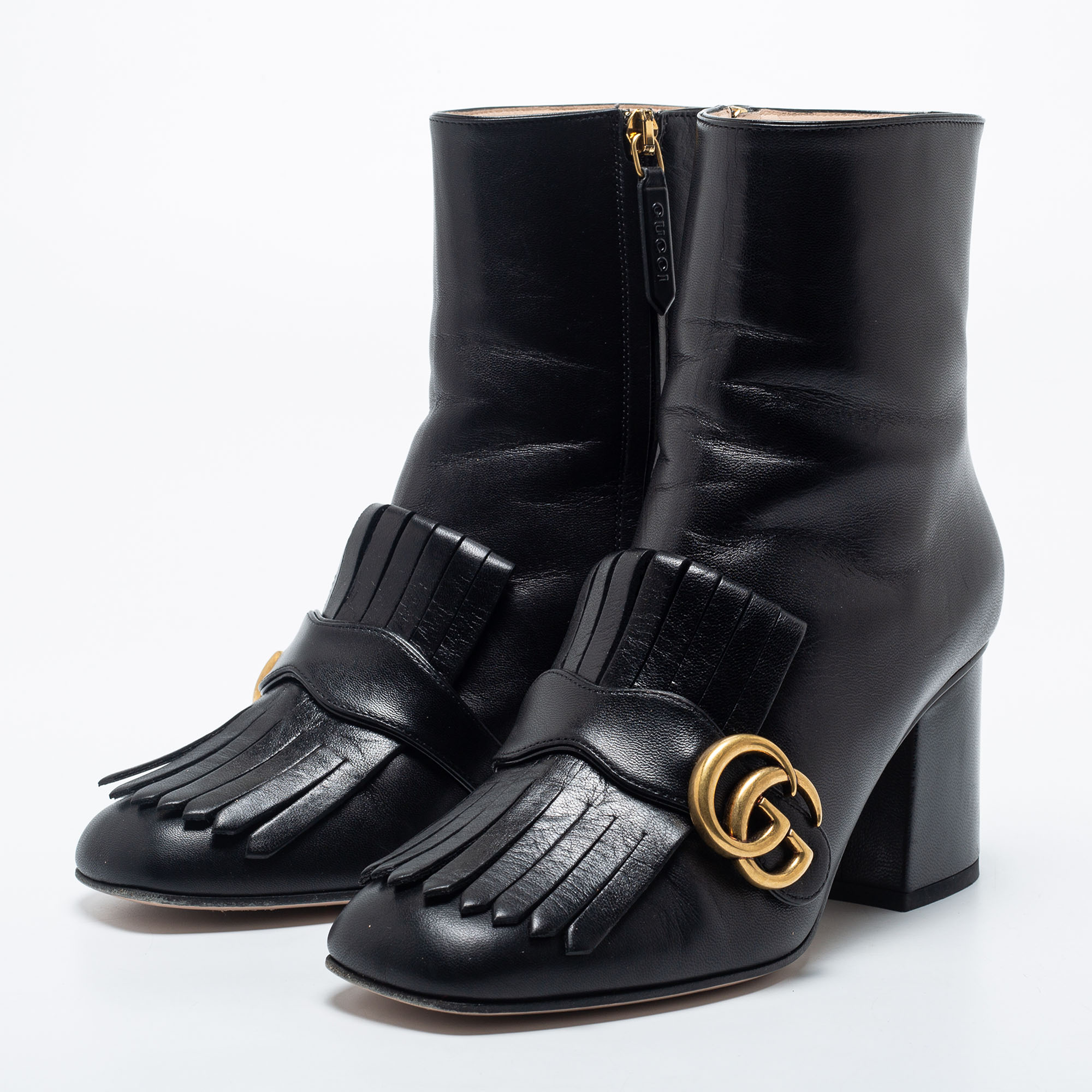 

Gucci Black Marmont Leather Ankle Boots Size