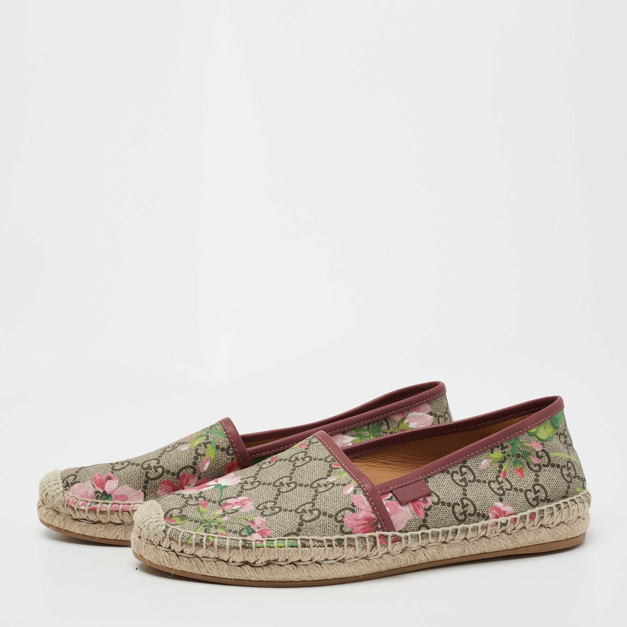 

Gucci Multicolor GG Canvas Blooms Espadrille Flats Size