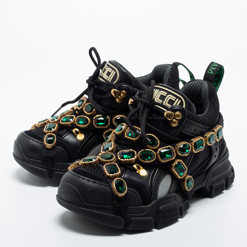 

Gucci Black Mesh and Leather Flashtrek Reflective Sneakers Size