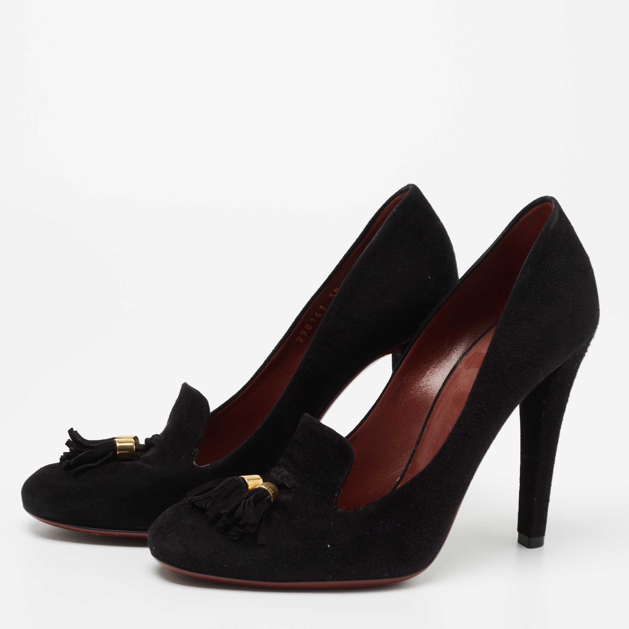 

Gucci Black Suede Tassel Mischa Loafer Pumps Size