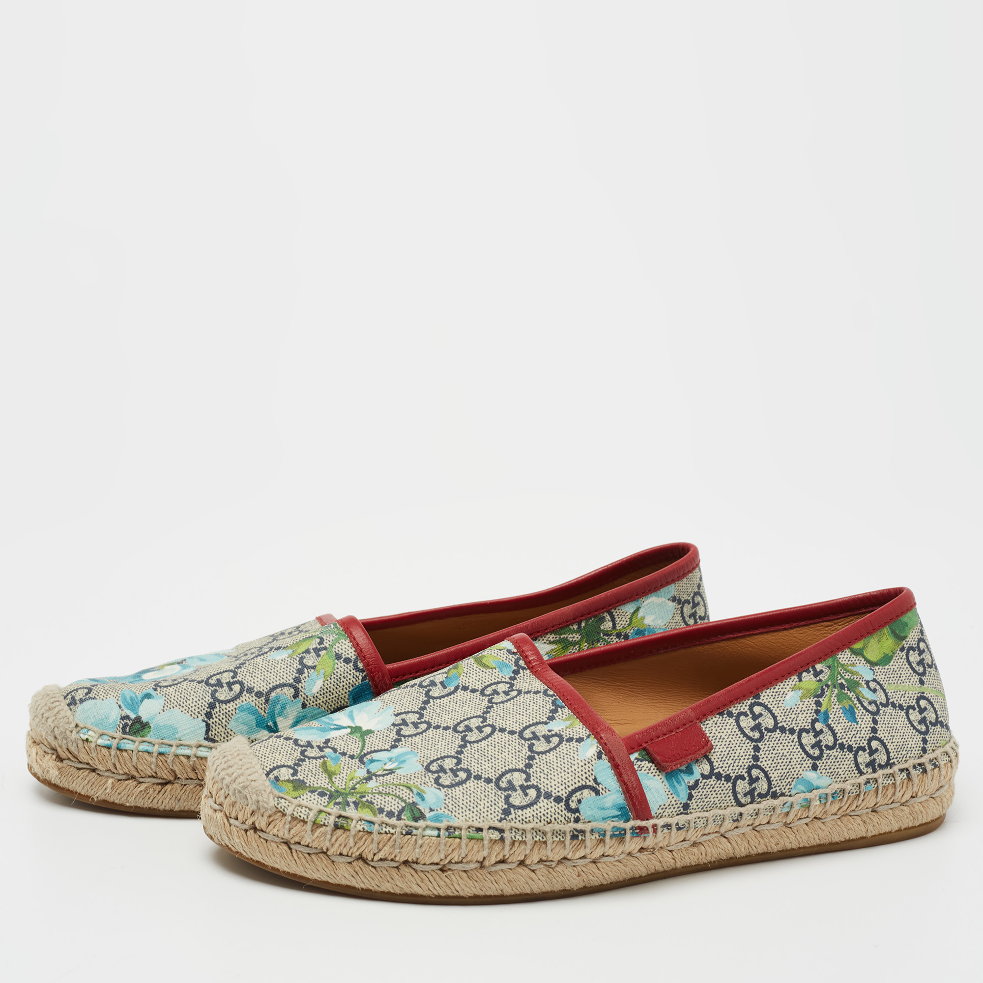 

GUCCI Multicolor GG Coated Canvas Blooms Espadrille Flats Size