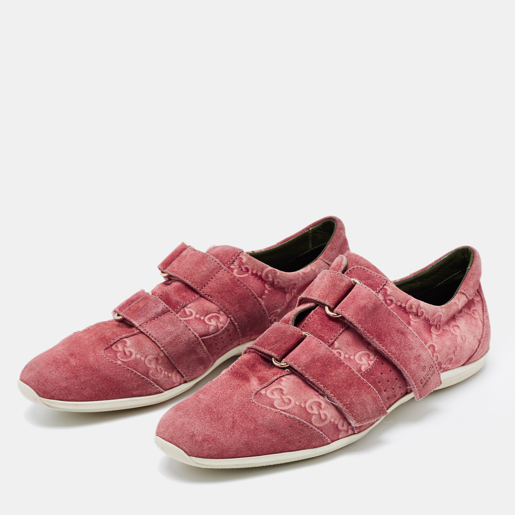 

Gucci Pink Guccissima Suede Velcro Low Top Sneakers Size, Purple