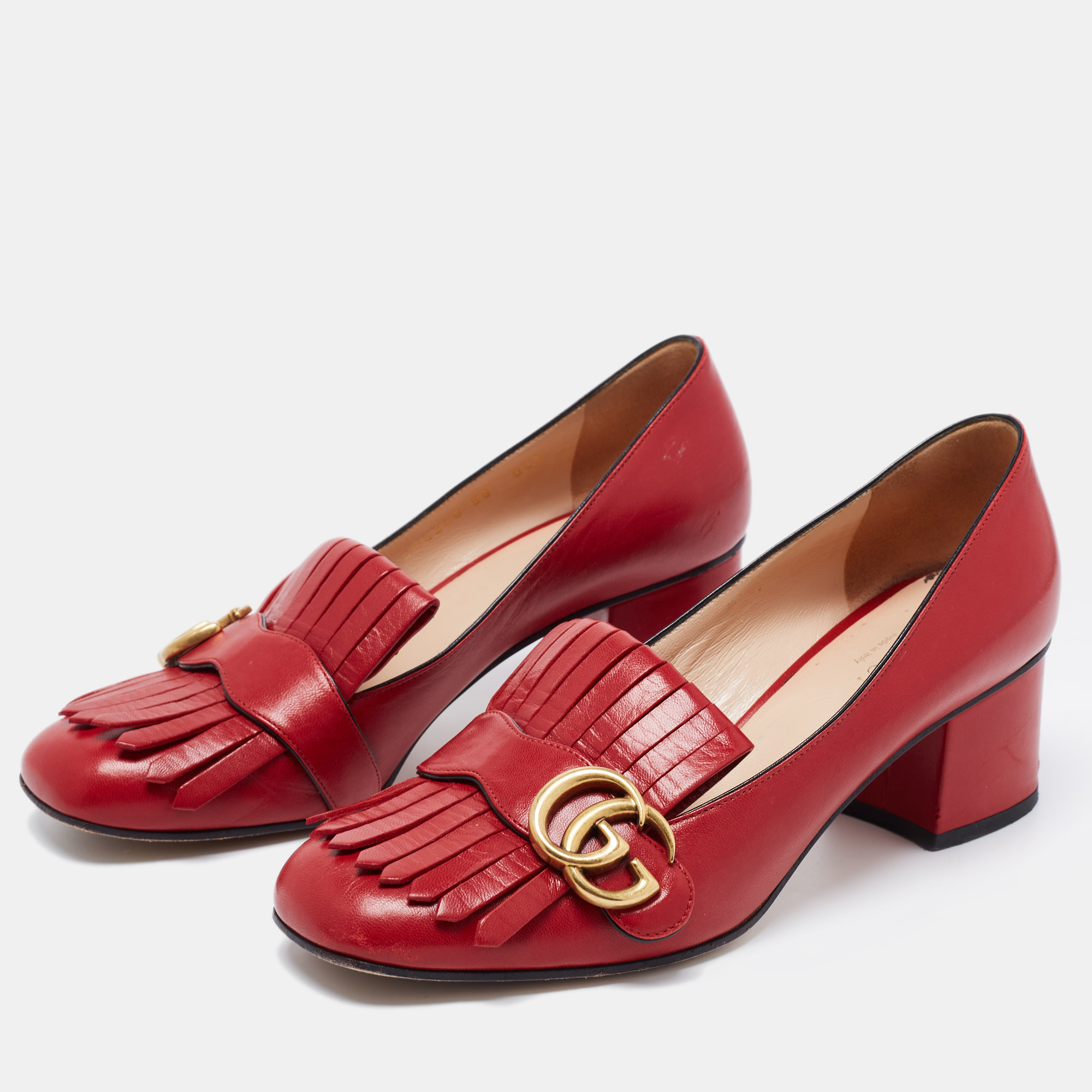 

Gucci Red Leather GG Marmont Pumps Size