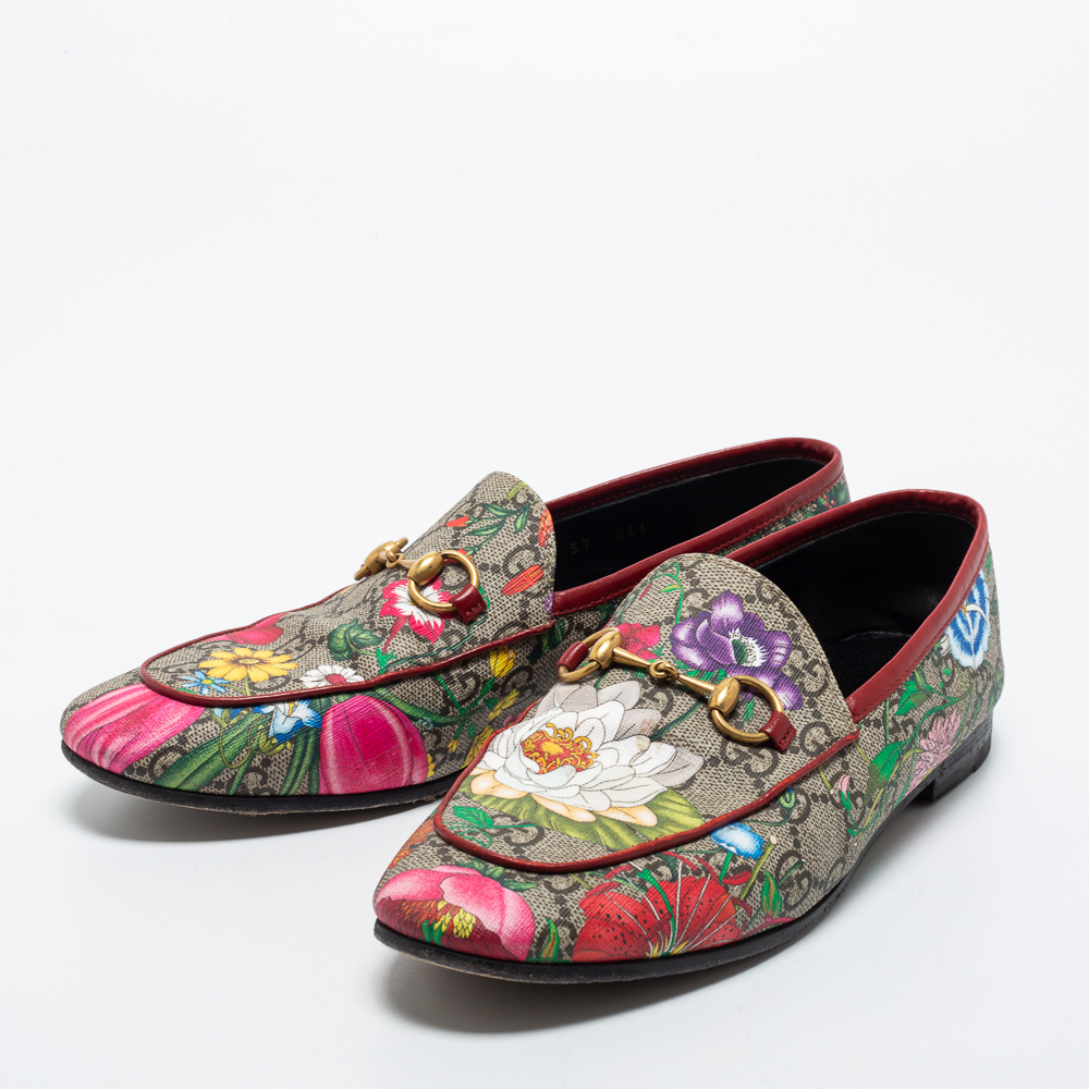 

Gucci Multicolor Floral Print Canvas and Leather Jordaan Loafers Size