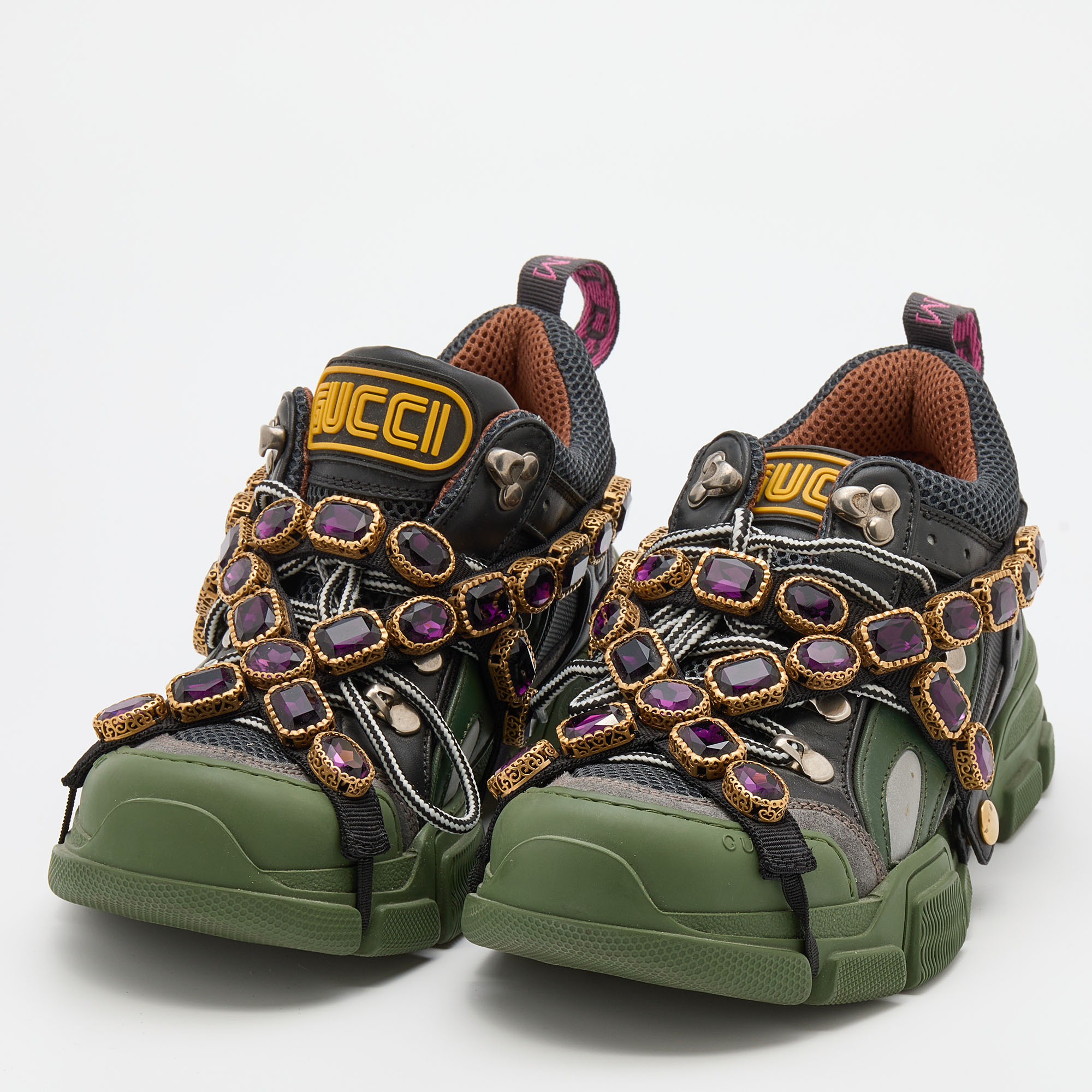 

Gucci Multicolor Mesh and Leather Flashtrek Chunky Sneakers Size