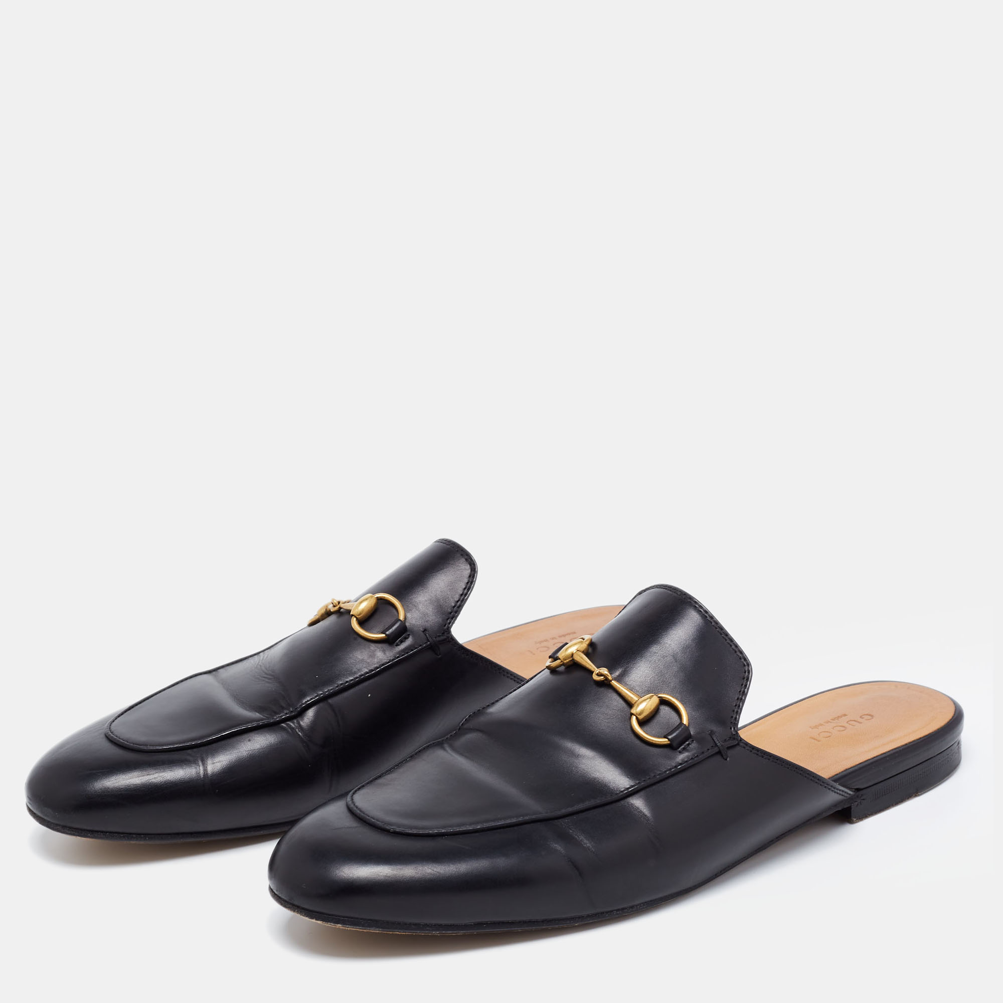 

Gucci Black Leather Princetown Mules Size