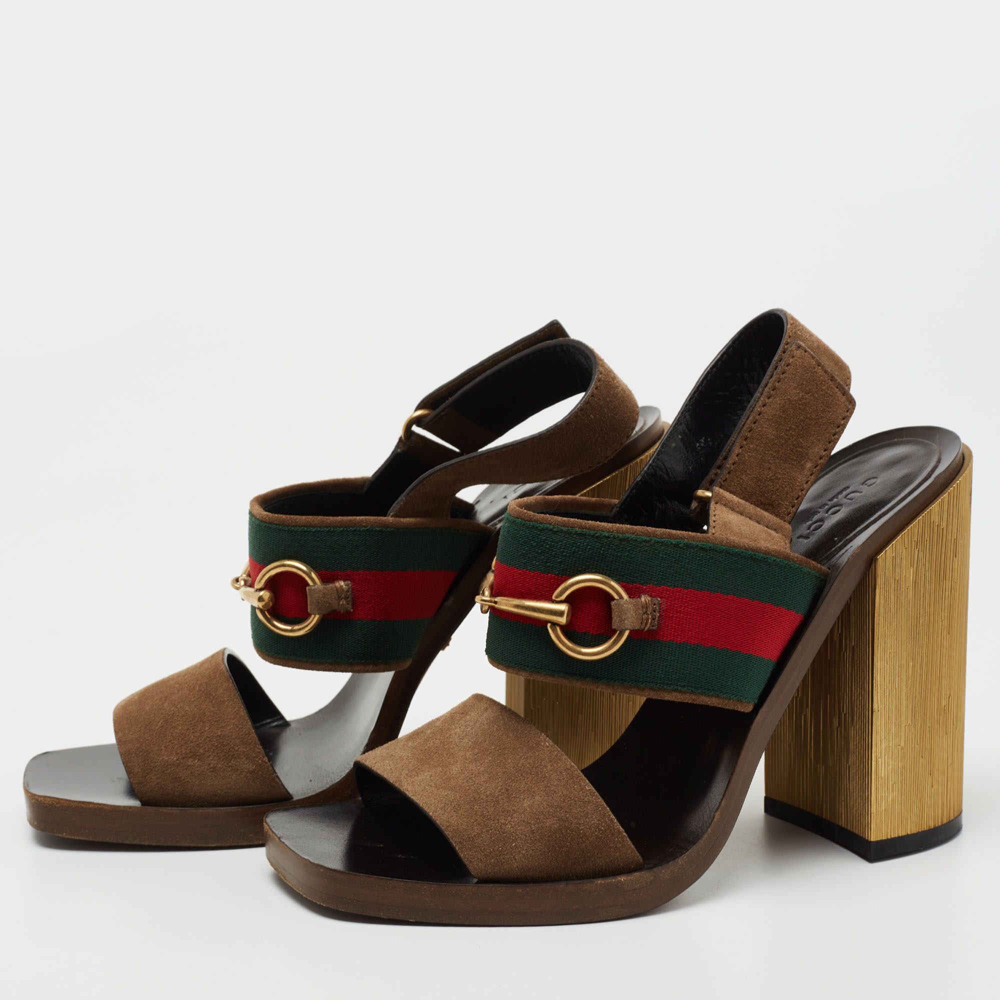 

Gucci Brown Suede and Canvas Querelle Sandals Size