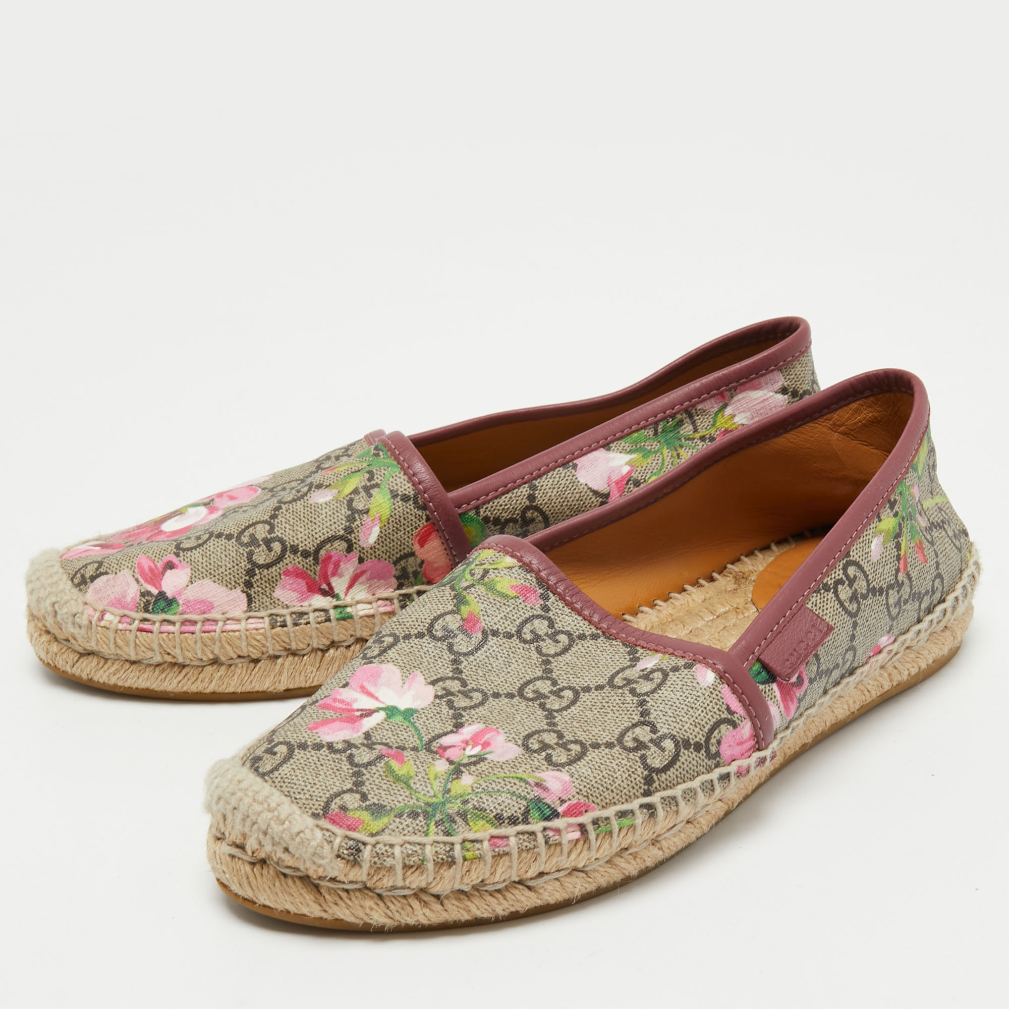 

Gucci Multicolor Tian Print GG Supreme Canvas and Leather Flat Espadrilles Size