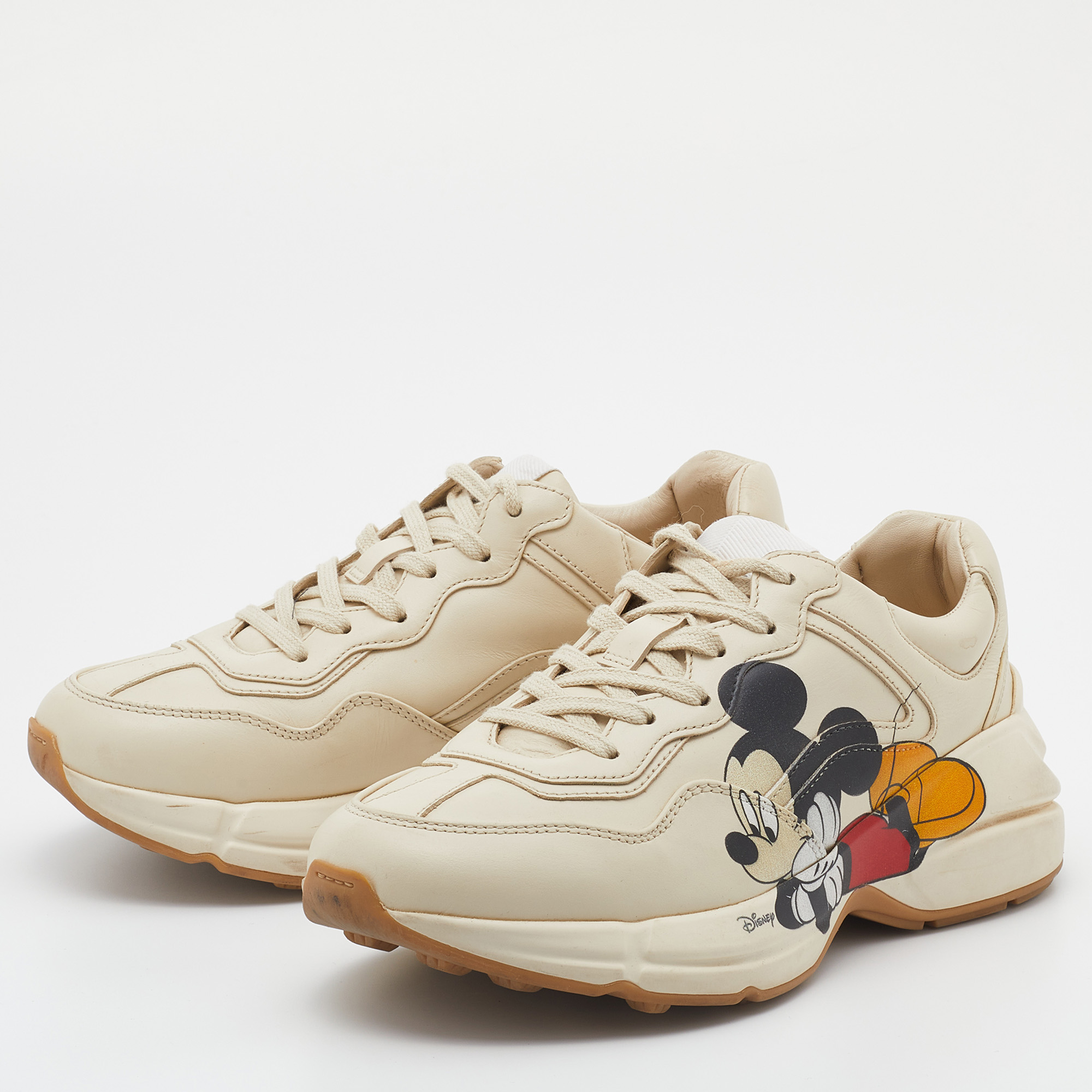 

Gucci Off White Leather Rhyton Mickey Mouse Sneakers Size