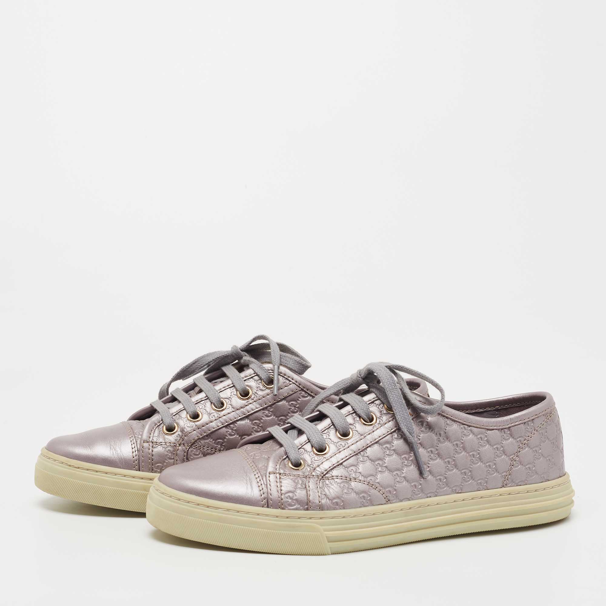 

Gucci Metallic Light Purple Guccissima Leather Low Top Sneakers Size