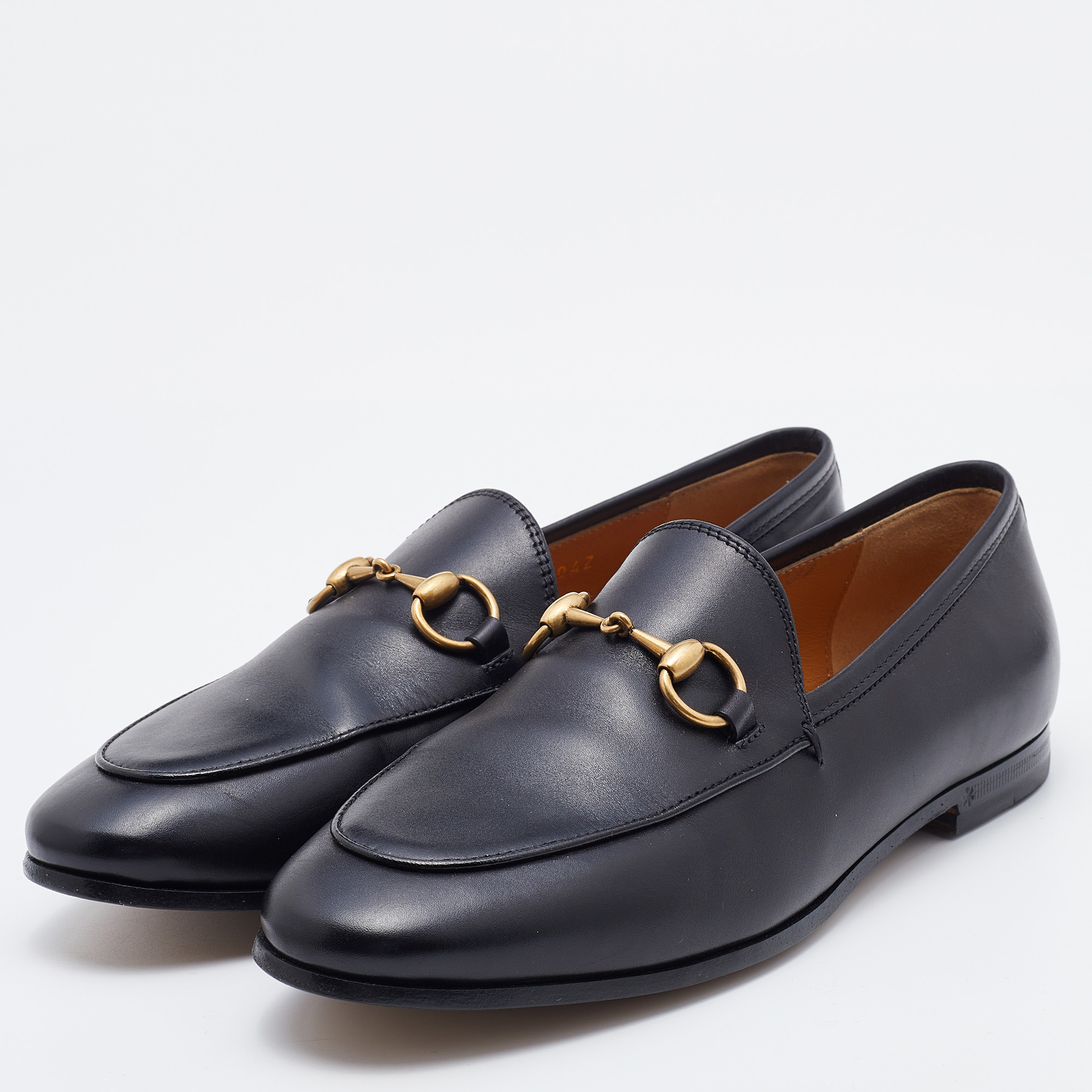 

Gucci Black Leather Jordaan Slip On Loafers Size