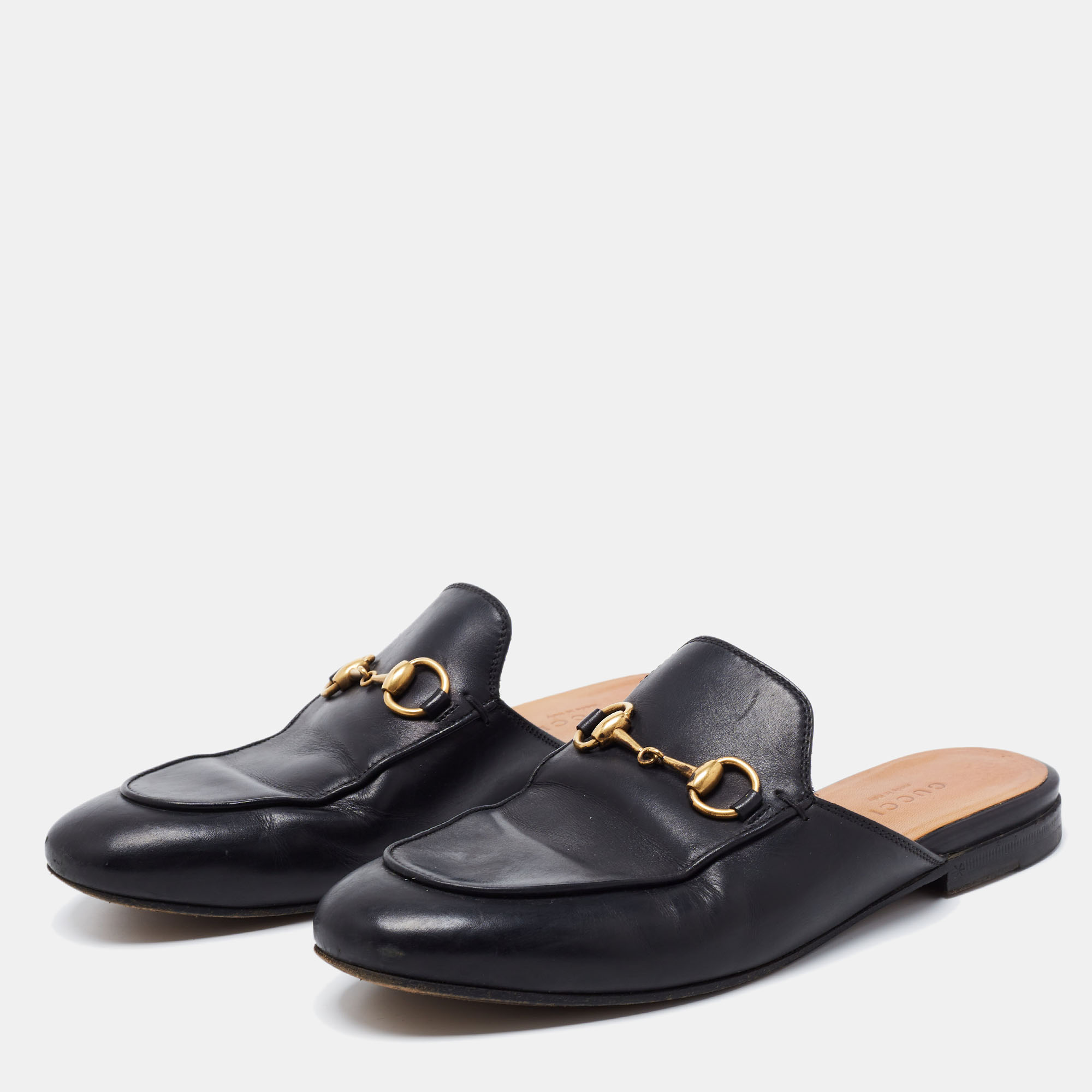 

Gucci Black Leather Princetown Flat Mules Size