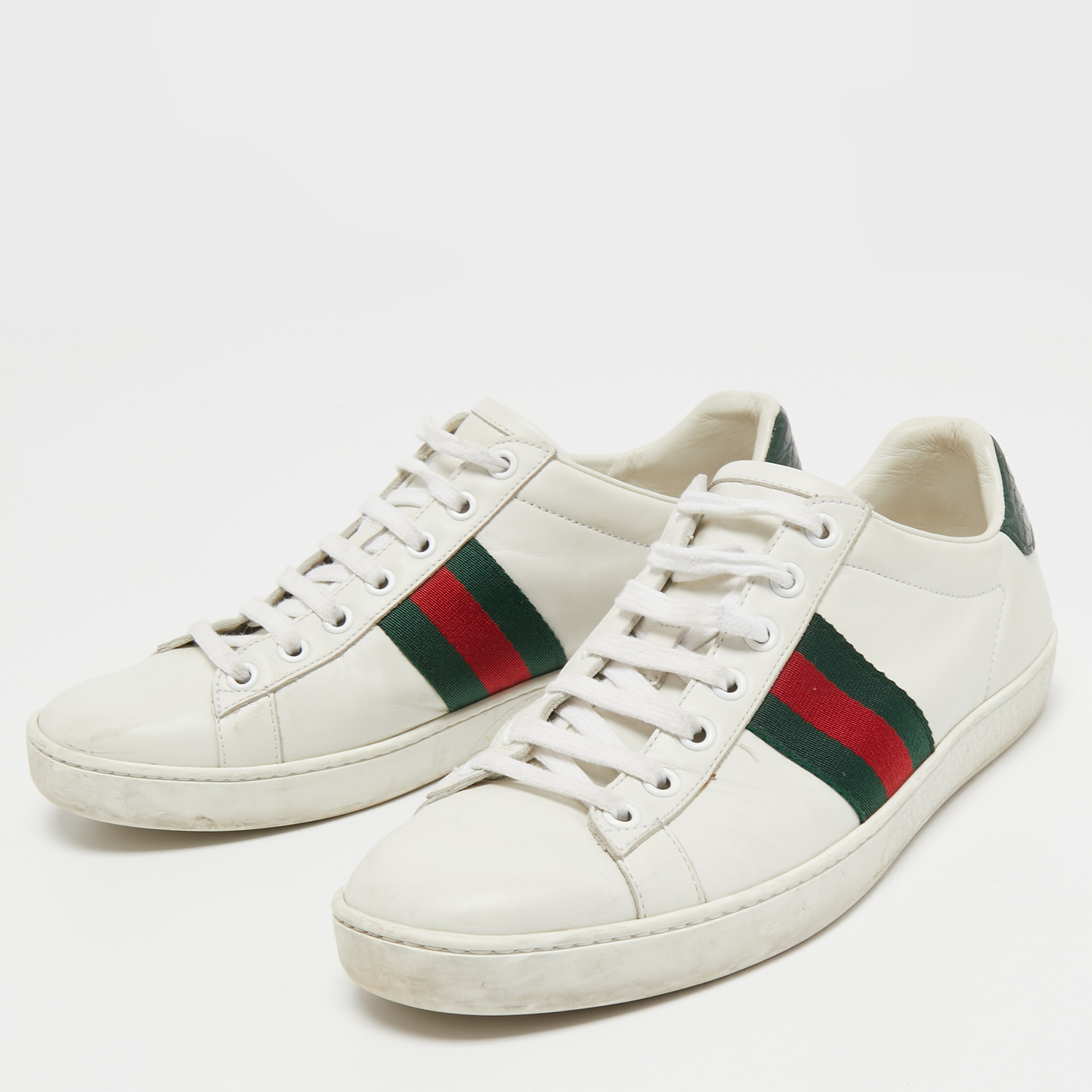 

Gucci White Leather Ace Low Top Sneakers Size