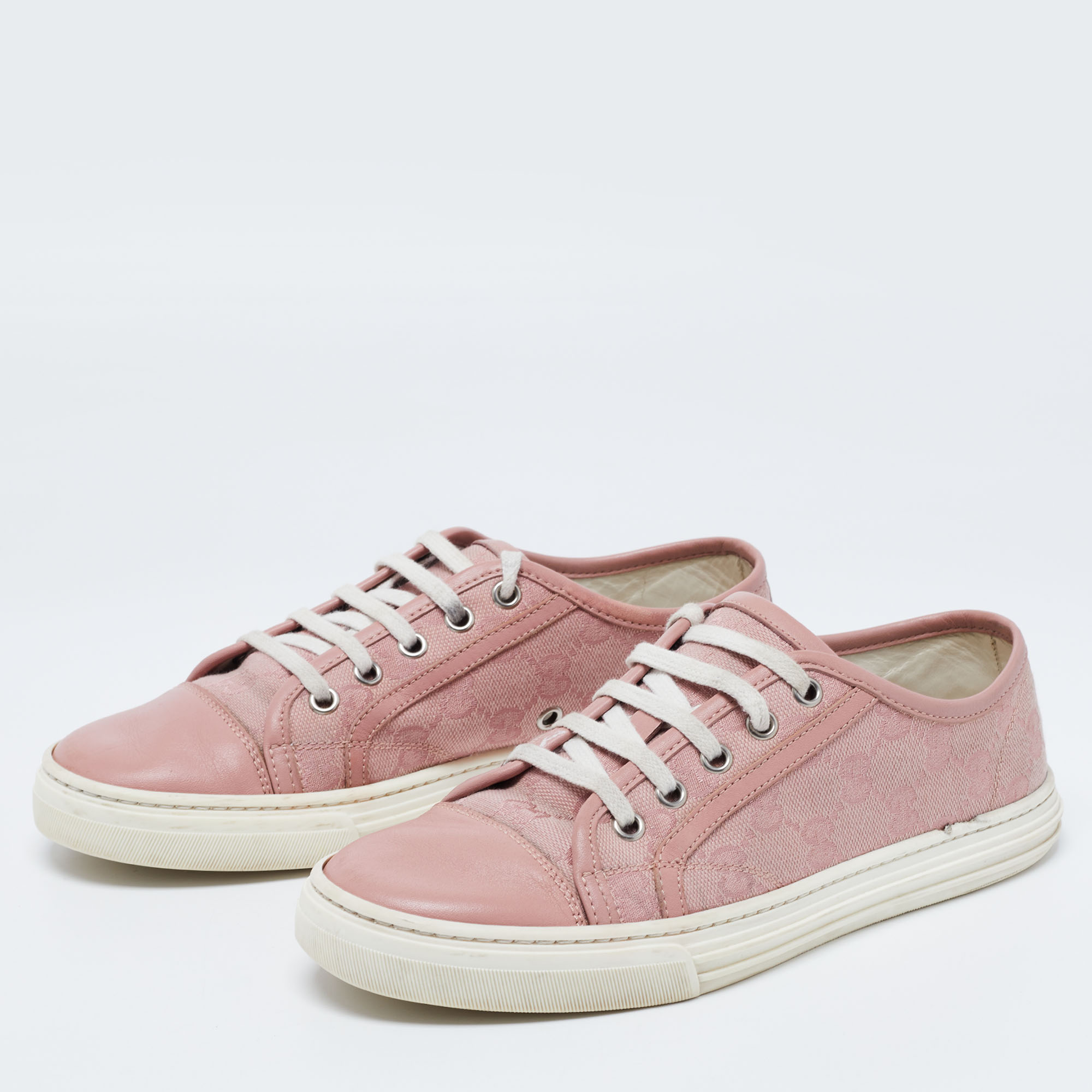 

Gucci Pink GG Canvas and Leather Low Top Sneakers Size
