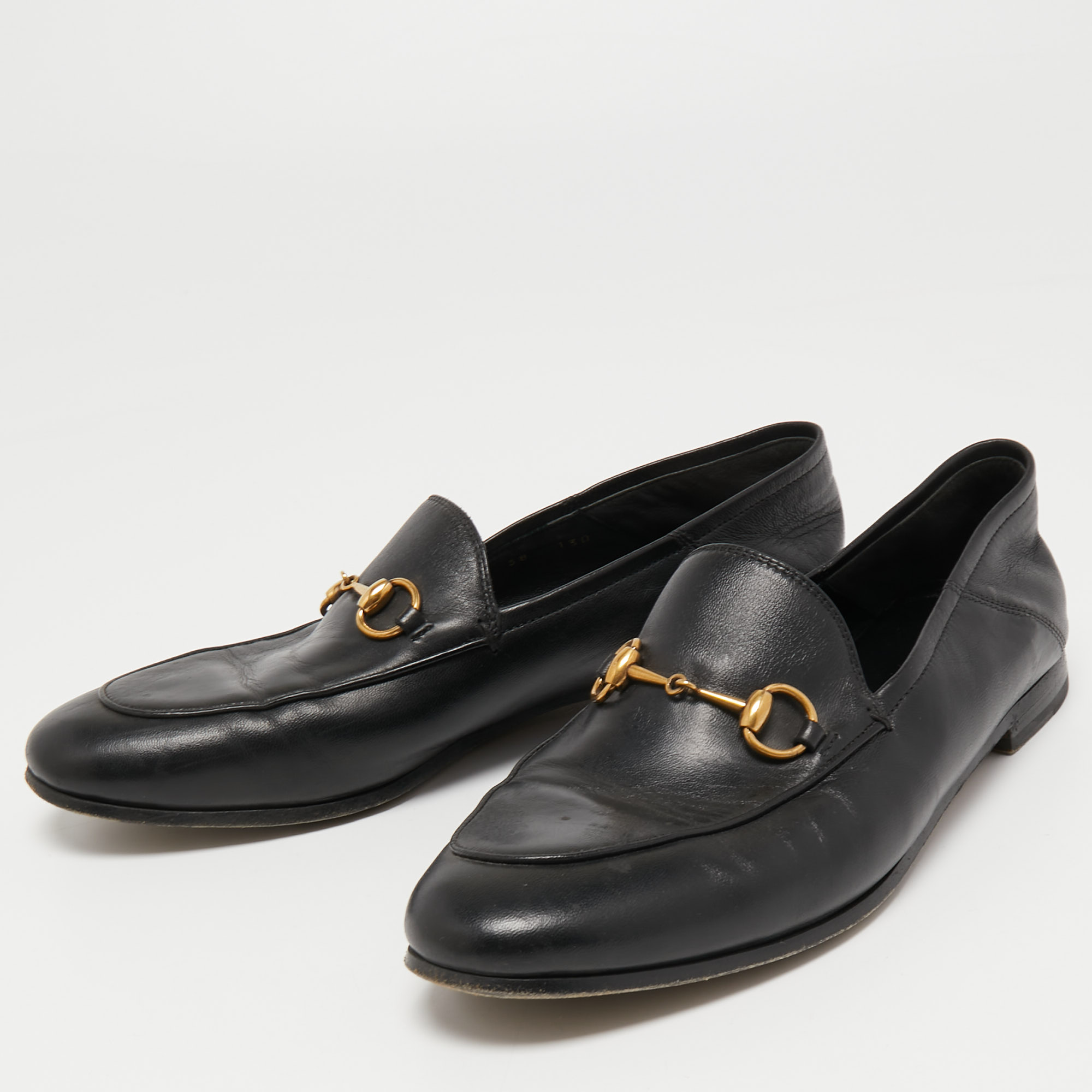 

Gucci Black Leather Jordaan Loafers Size