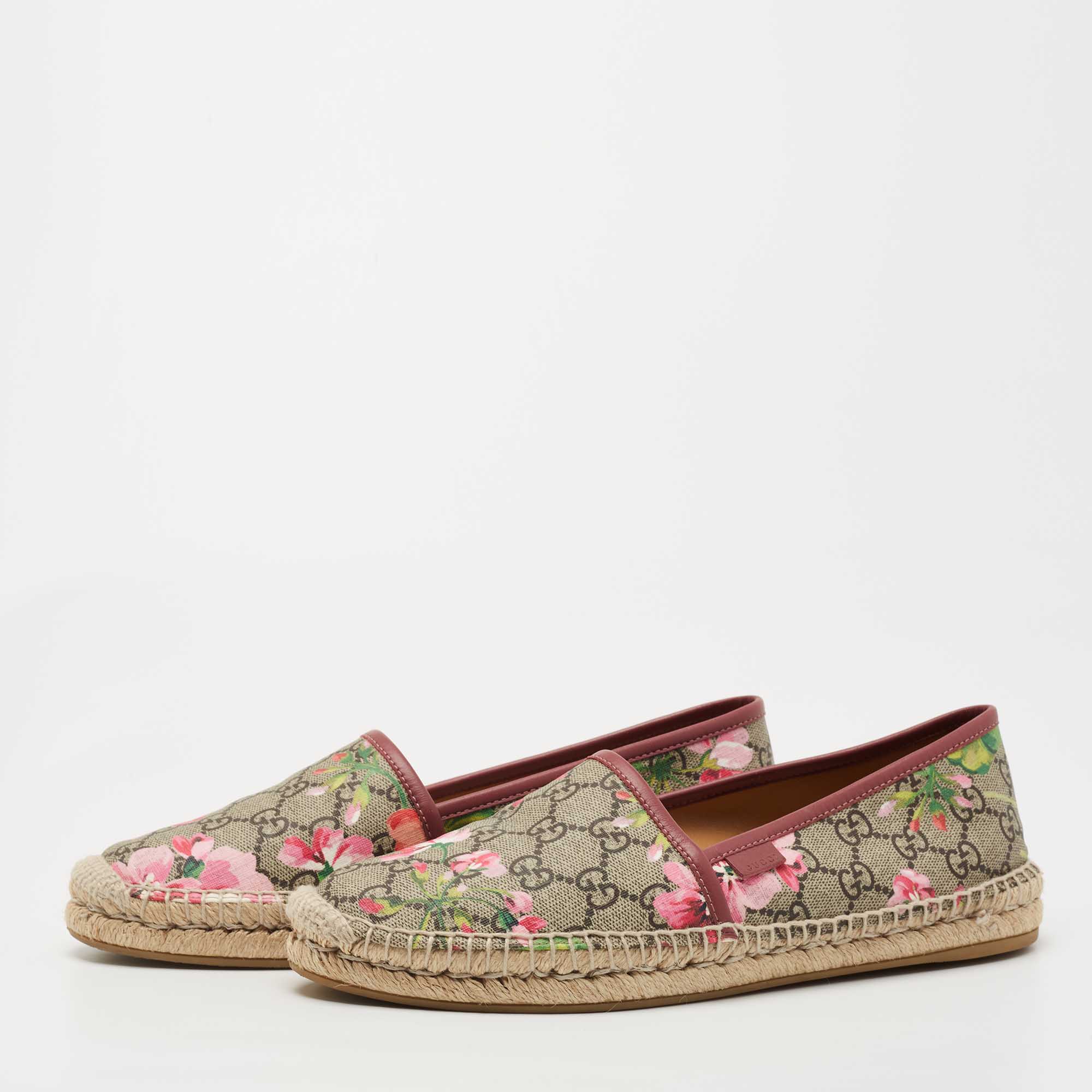 

Gucci Multicolor GG Floral Canvas Slip On Espadrille Flats Size