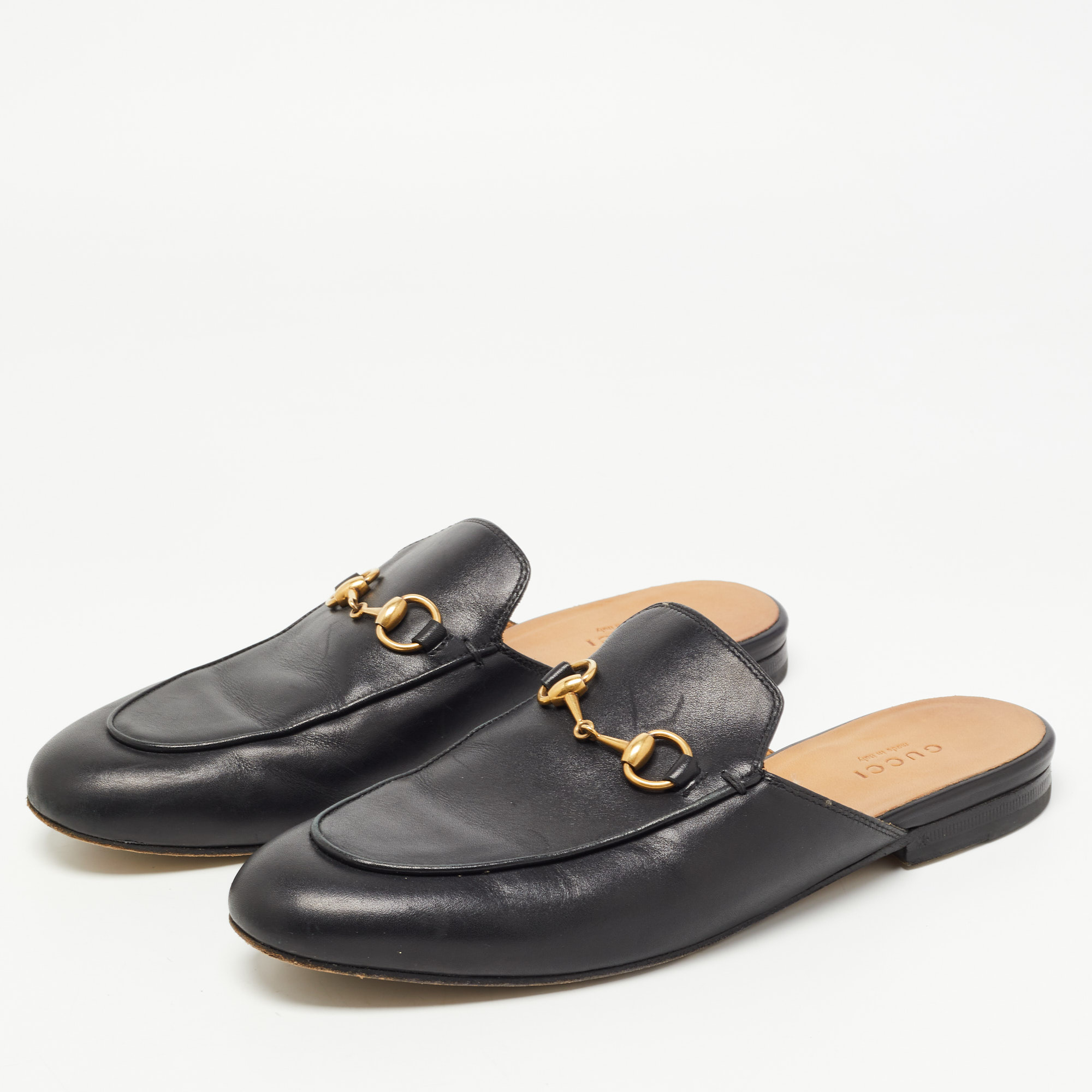 

Gucci Black Leather Princetown Mules Size