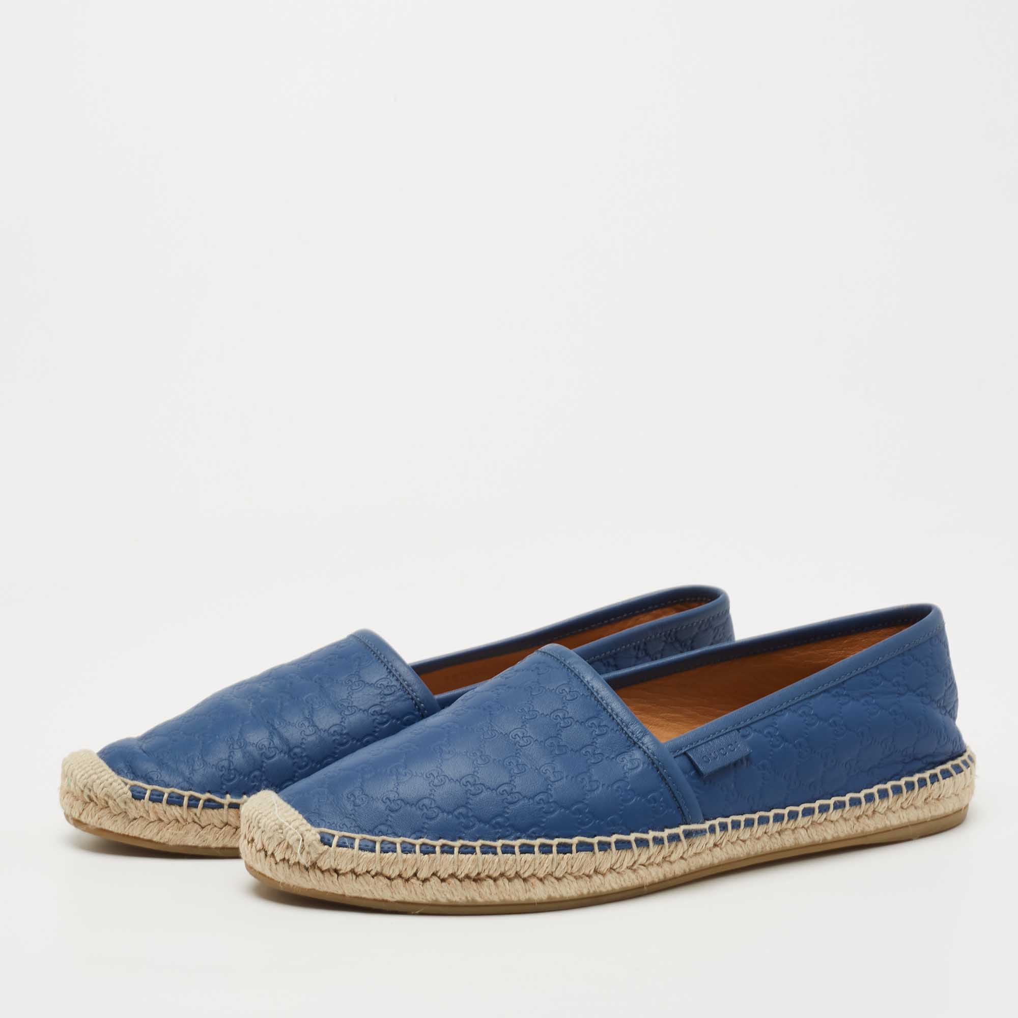 

Gucci Blue Leather Guccissima Espadrilles Flats Size