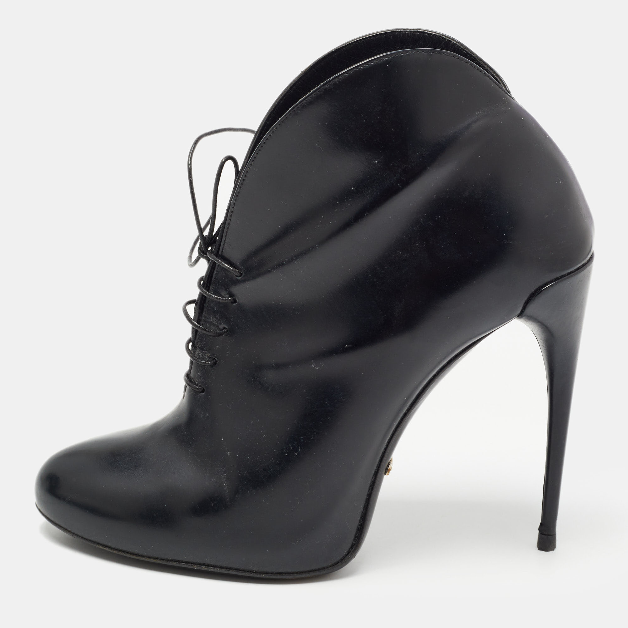 Pre-owned Gucci Black Leather Kim Ankle Boots Size 39