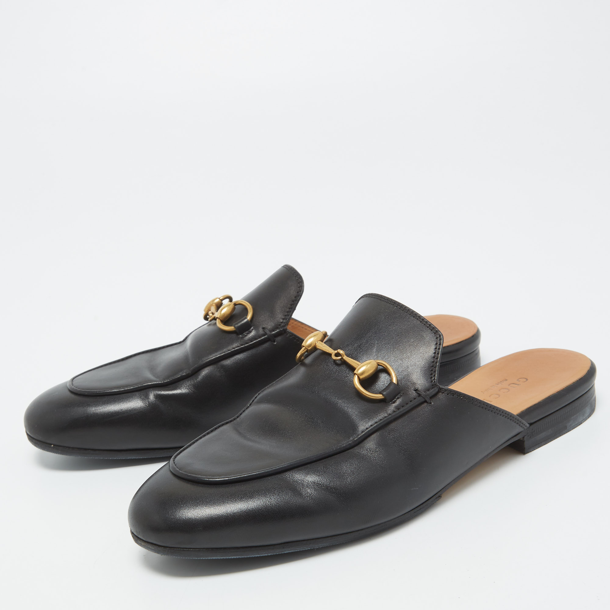 

Gucci Black Leather Princetown Mules Size