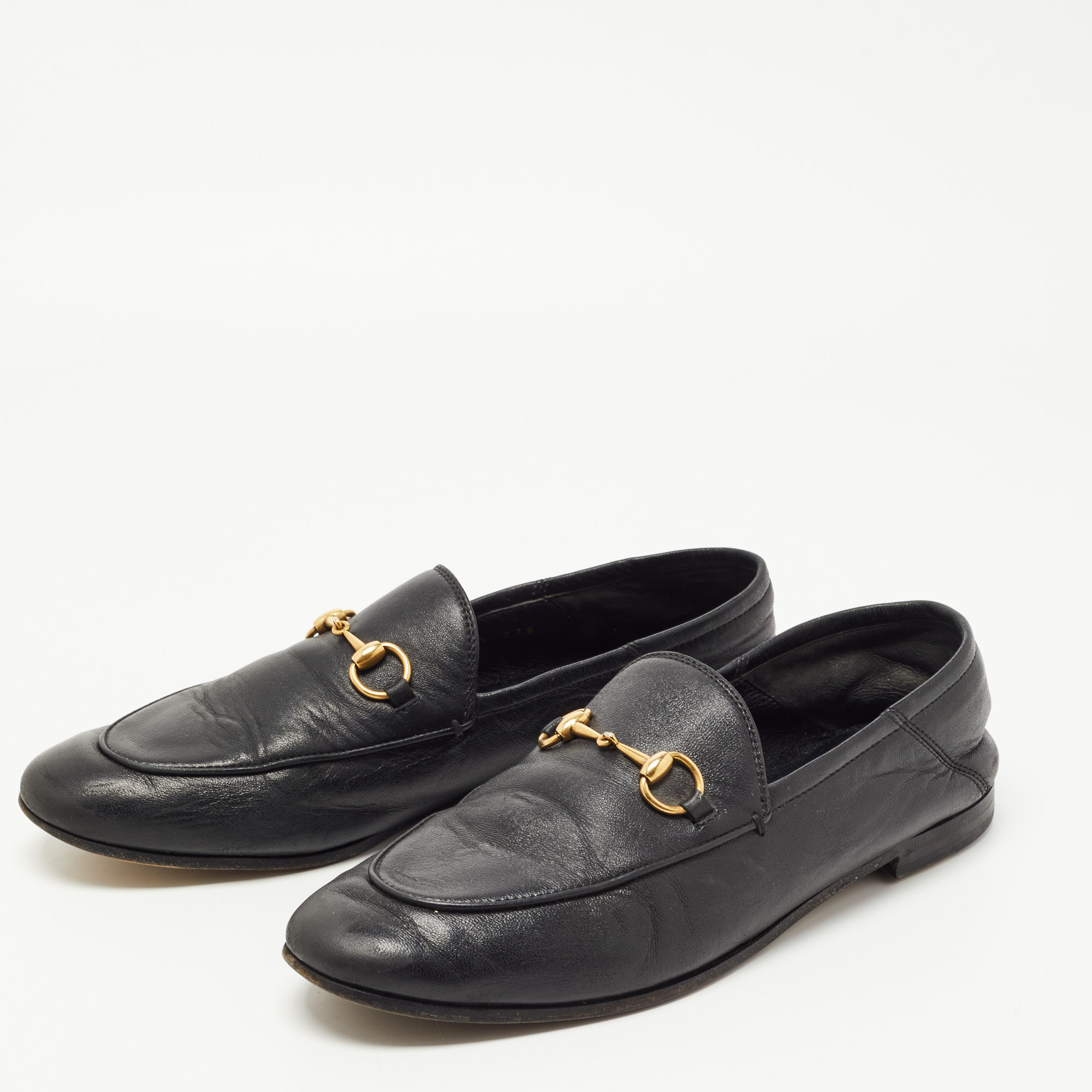 

Gucci Black Leather Jordaan Loafers Size