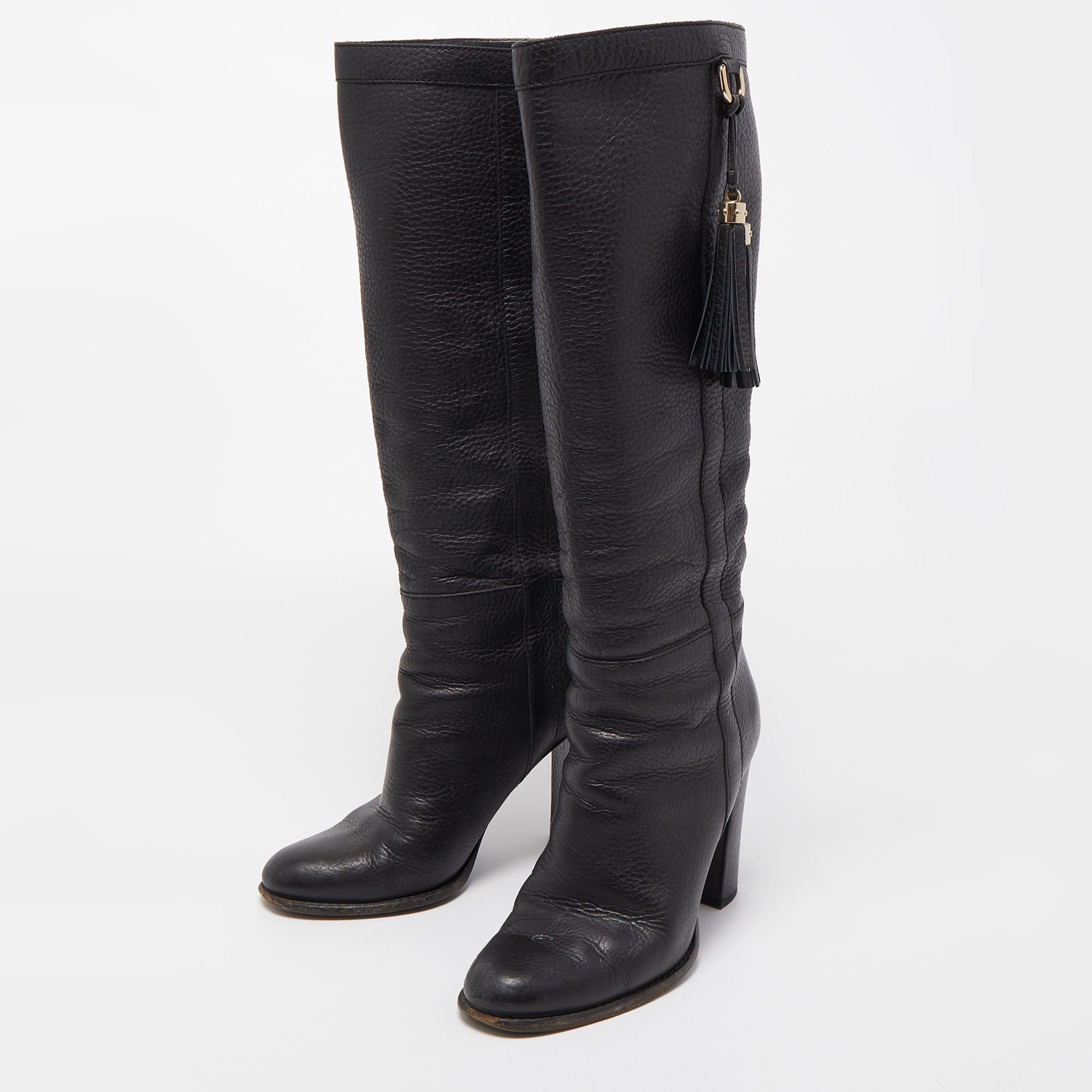 

Gucci Black Leather Bamboo Tassel Knee Length Boots Size