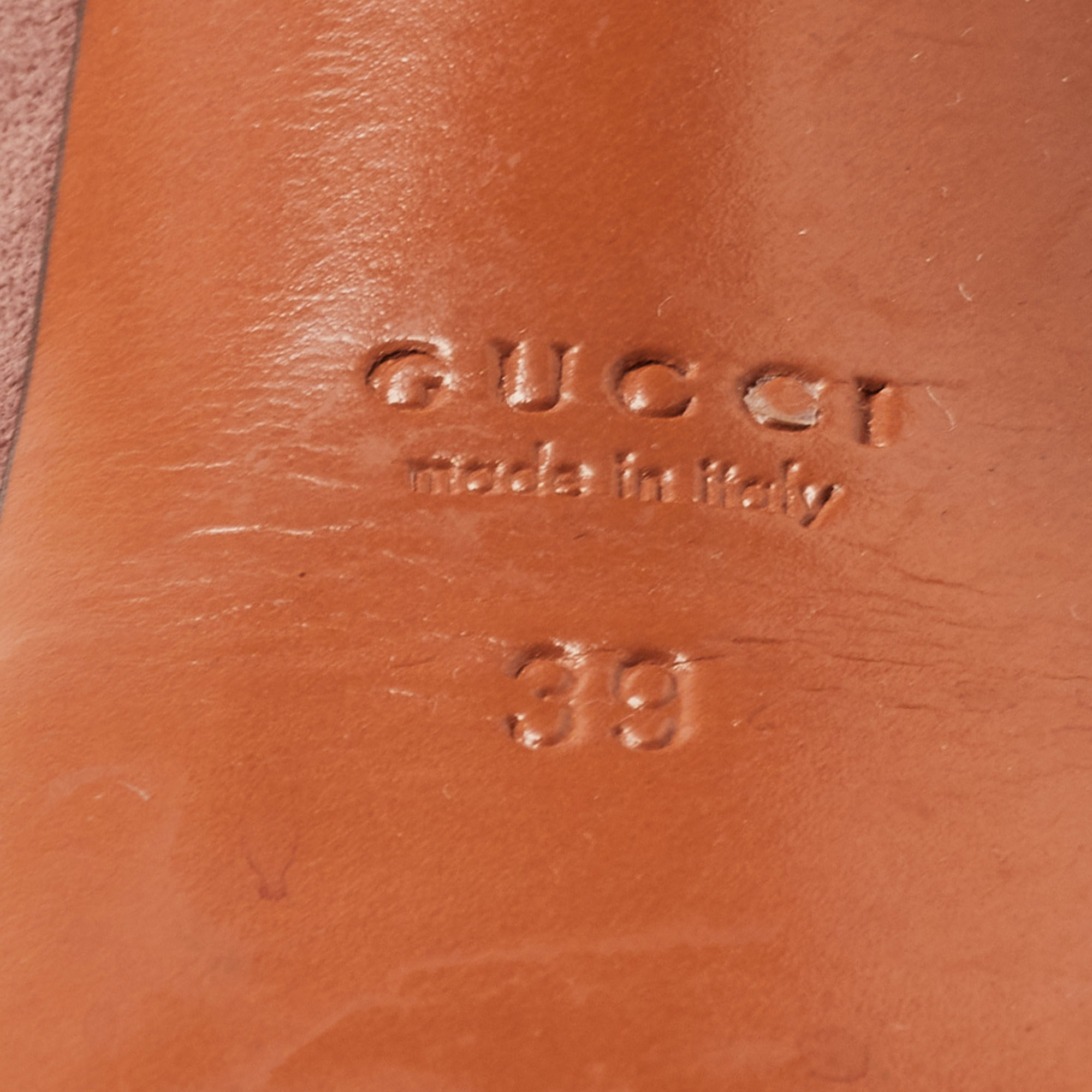 Gucci Pink Suede Peep Toe Platform T-Strap Pumps Size 39 