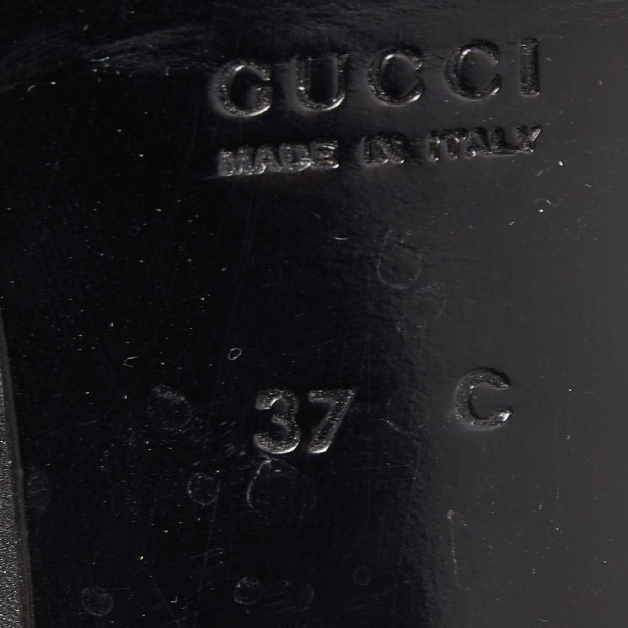 Gucci Dark Grey Leather Square Toe Platform Pumps Size 37 