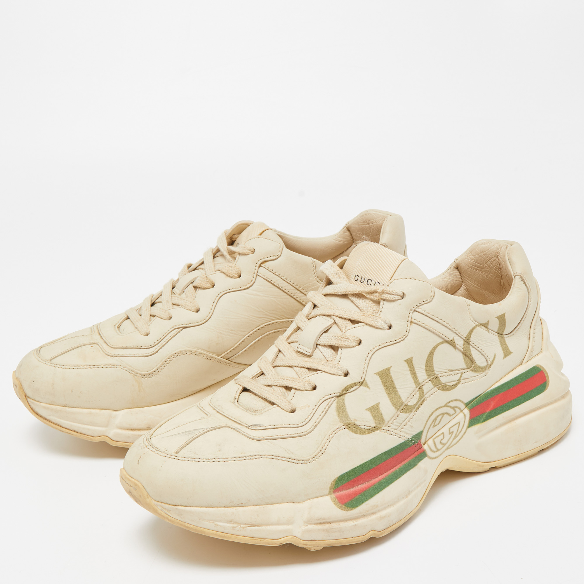 

Gucci Beige Leather Rhyton Low Top Sneakers Size