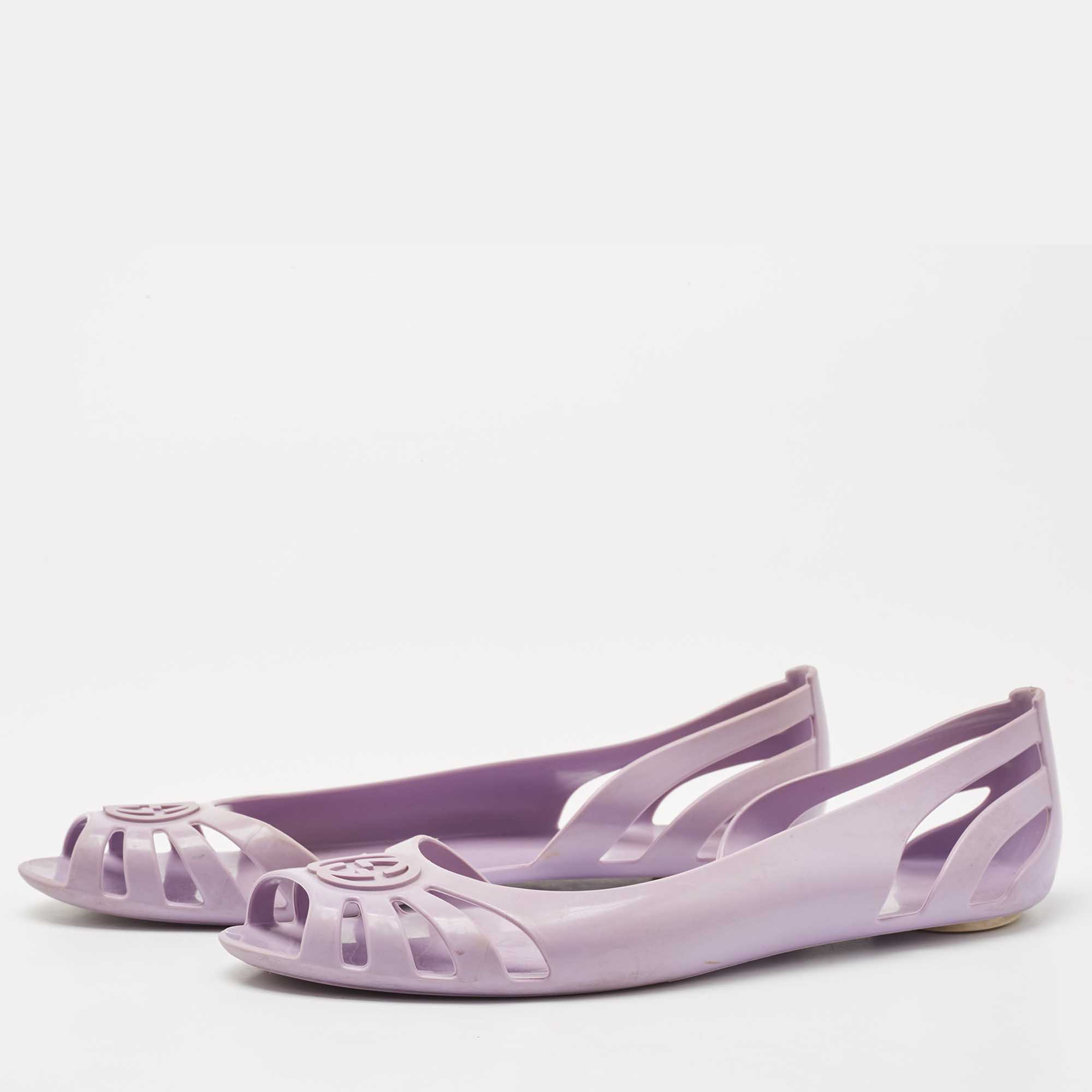 

Gucci Purple Rubber GG Ballet Flats Size