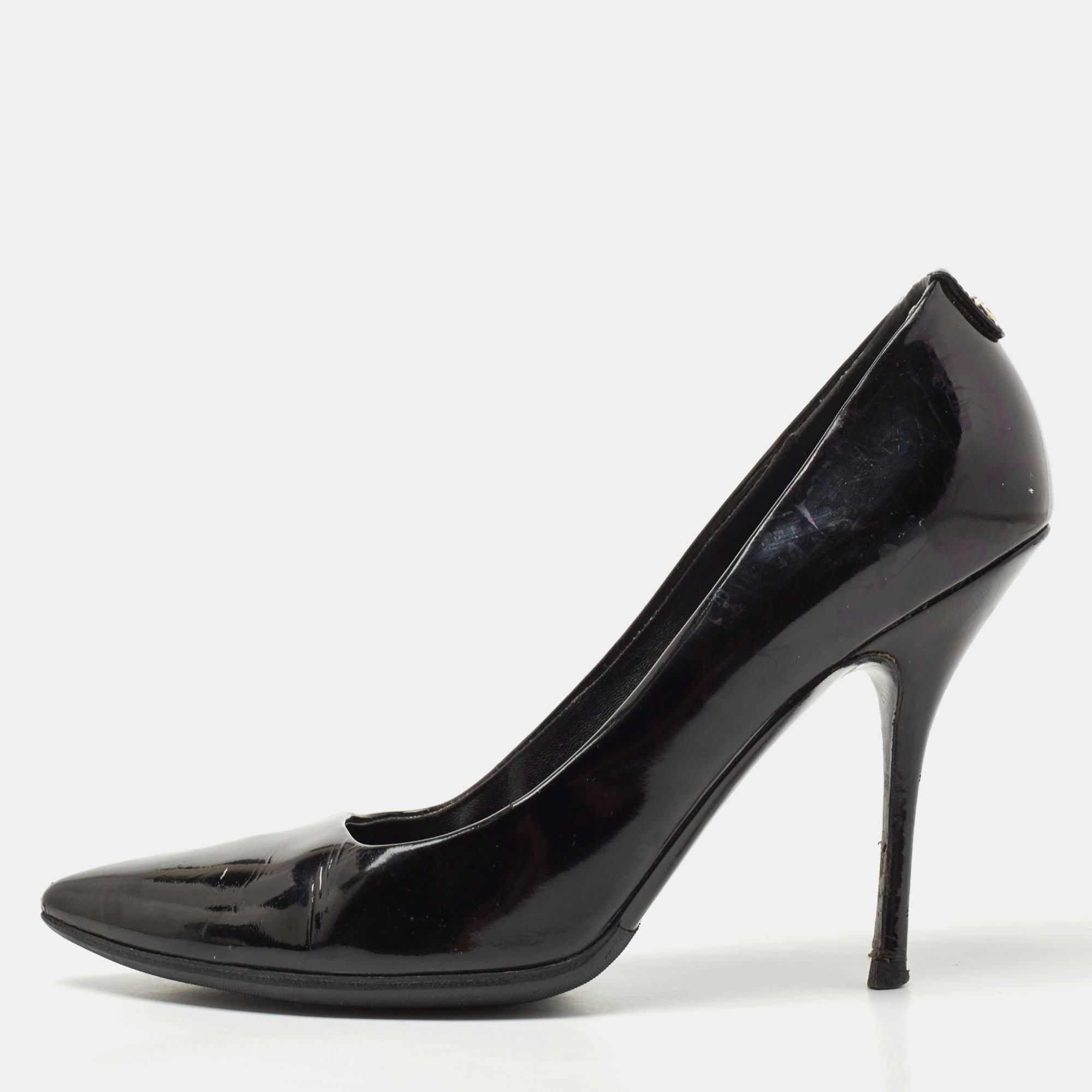 Pre-owned Gucci Black Patent Pointed Toe Pumps Size 39