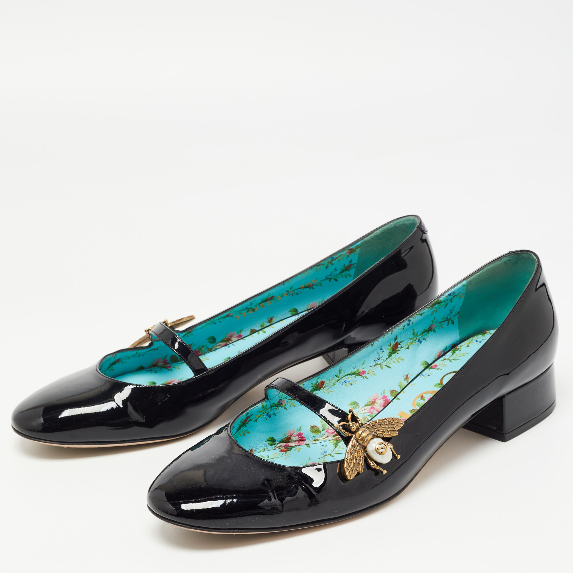 

Gucci Black Patent Leather Lois Bee Mary Jane Ballet Flats Size