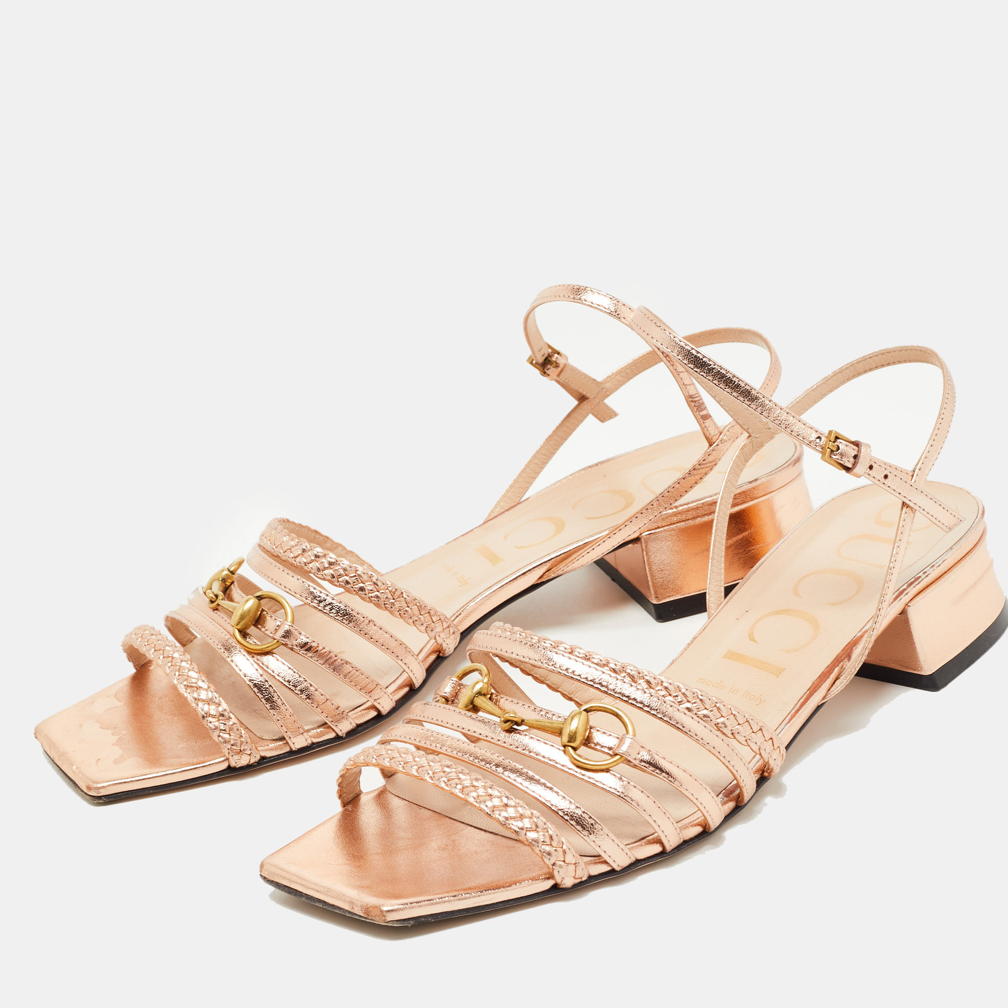 

Gucci Rose Gold Leather Ketty Sandals Size