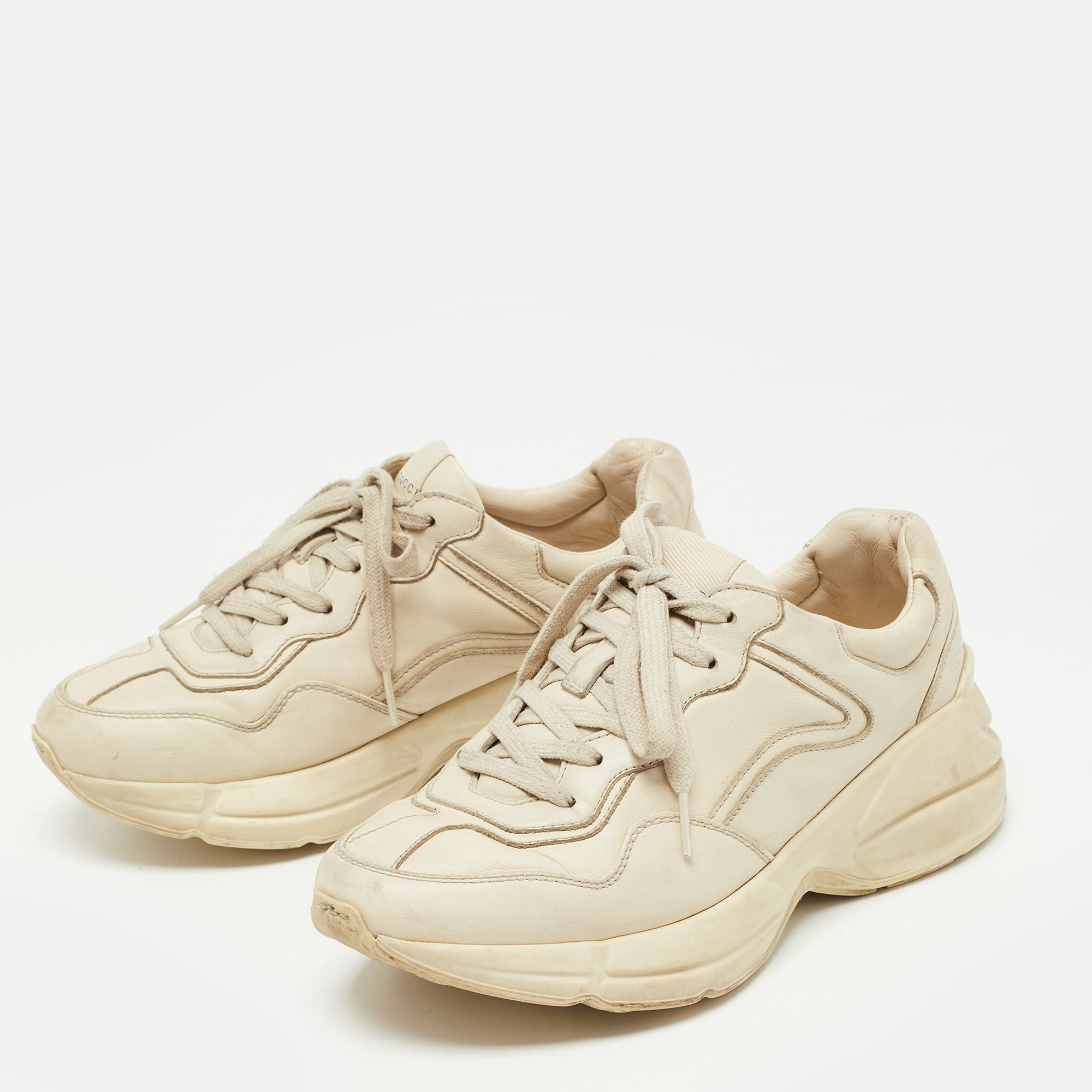 

Gucci Cream Leather Rhyton Sneakers Size