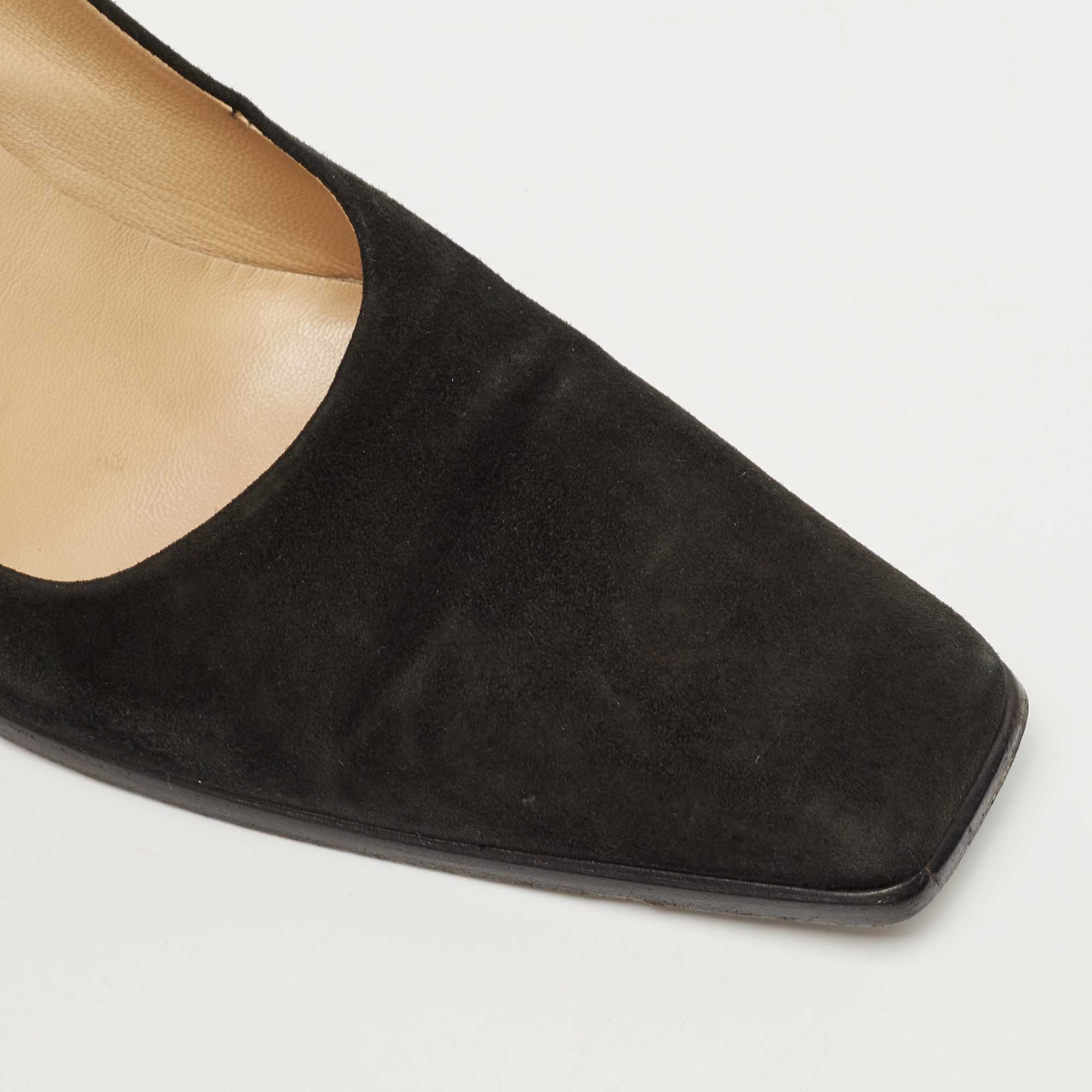 Gucci Black Suede Square Toe Pumps Size 38.5 