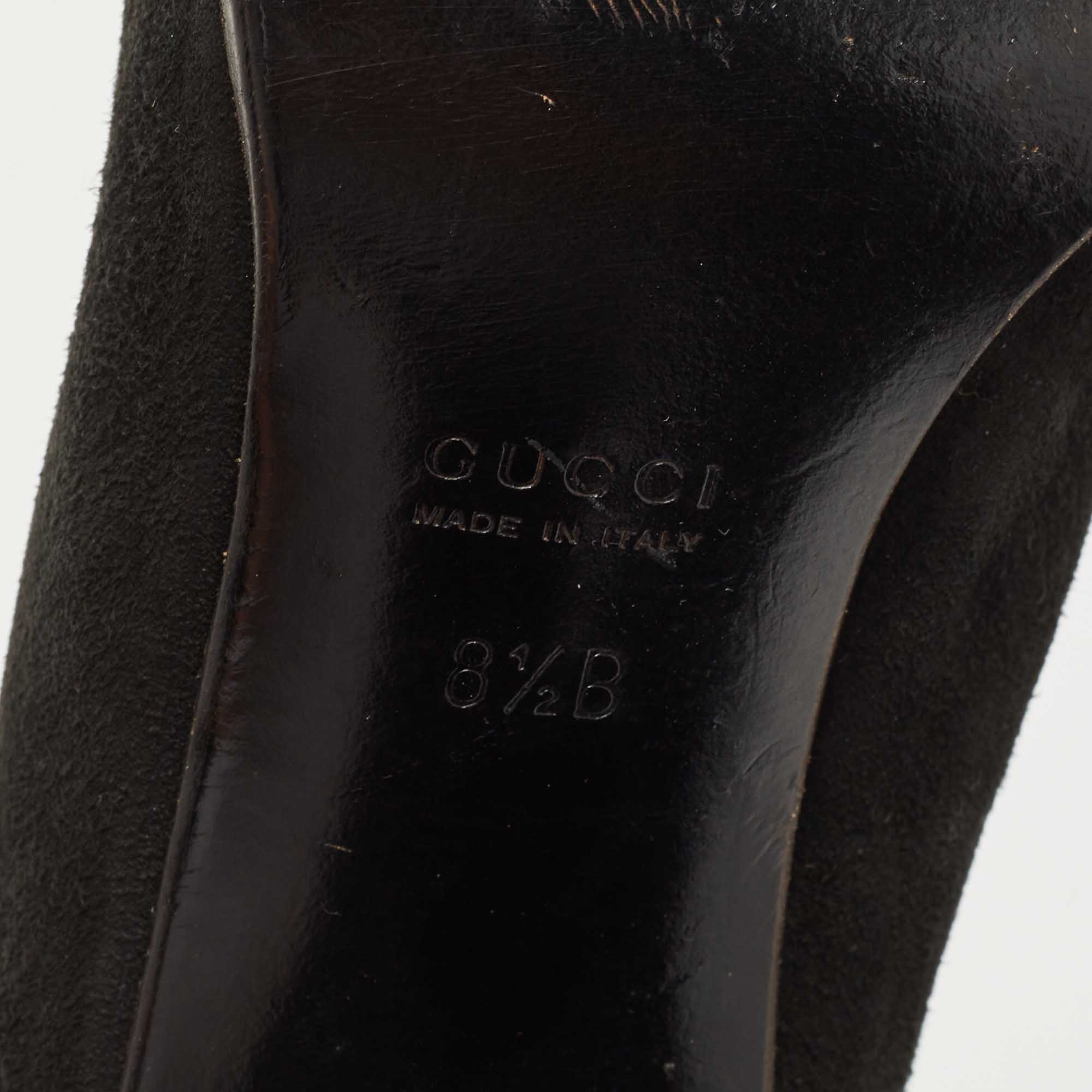 Gucci Black Suede Square Toe Pumps Size 38.5 