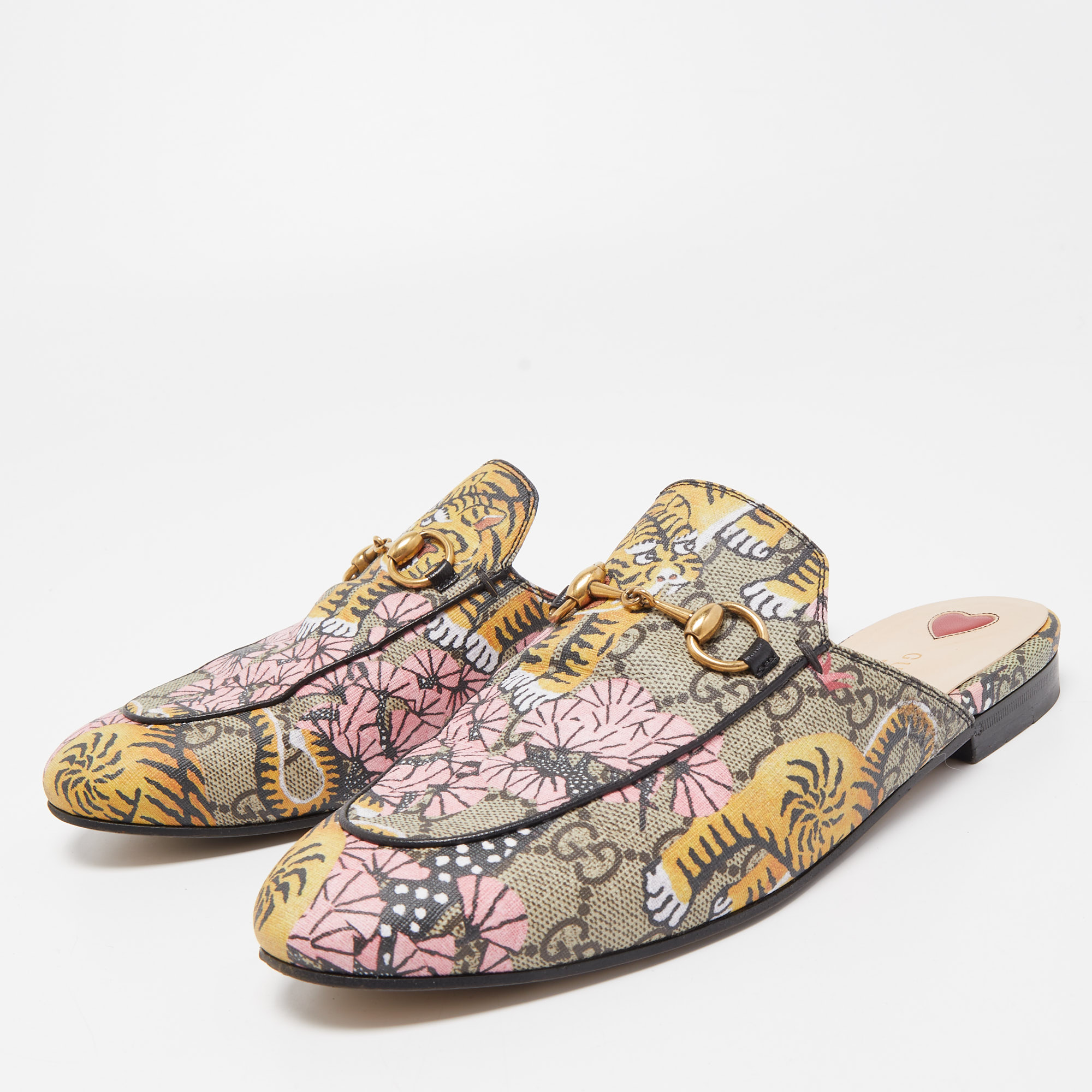 

Gucci Multicolor Canvas Tiger Princetown Mules Size