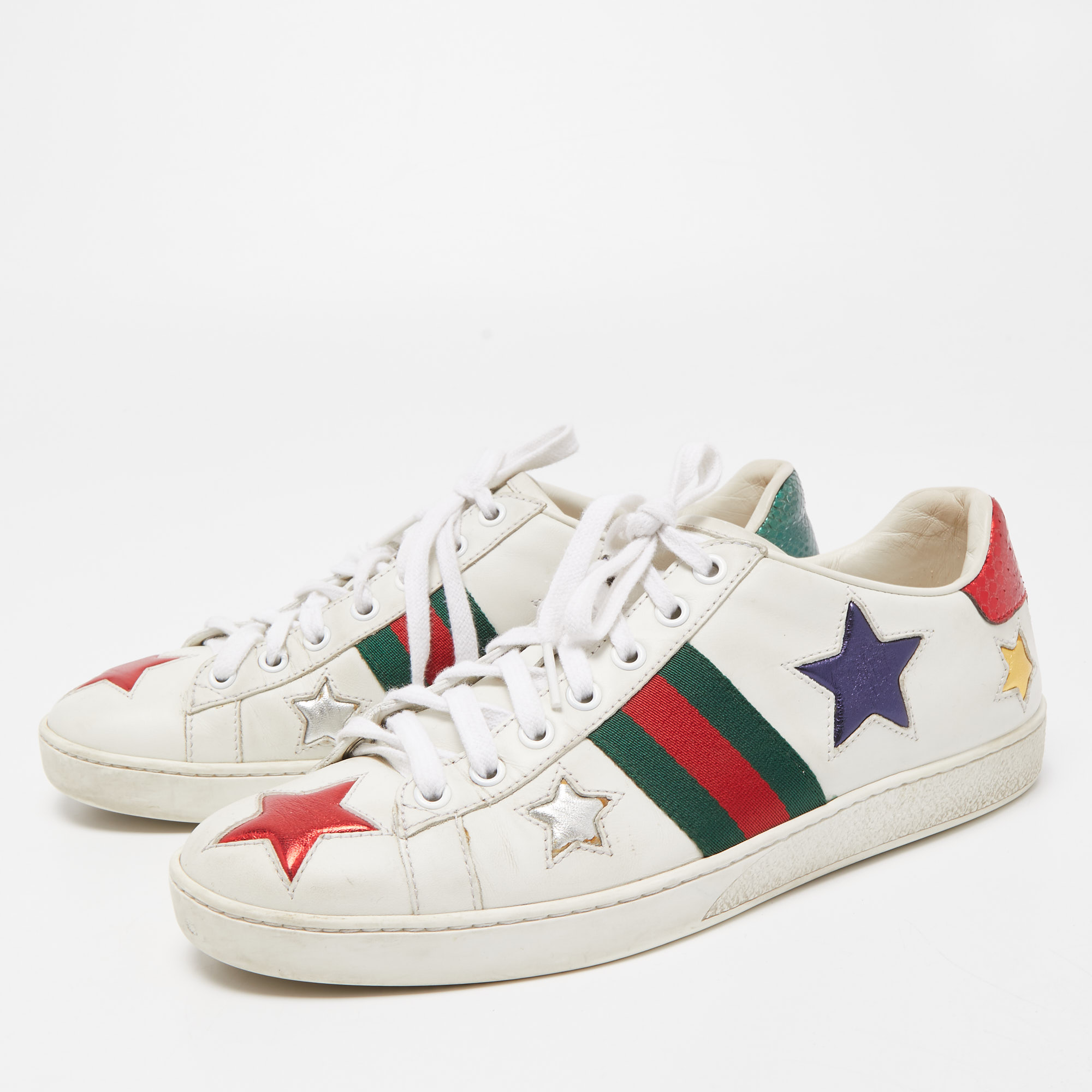 

Gucci White Leather Star Ace Sneakers Size