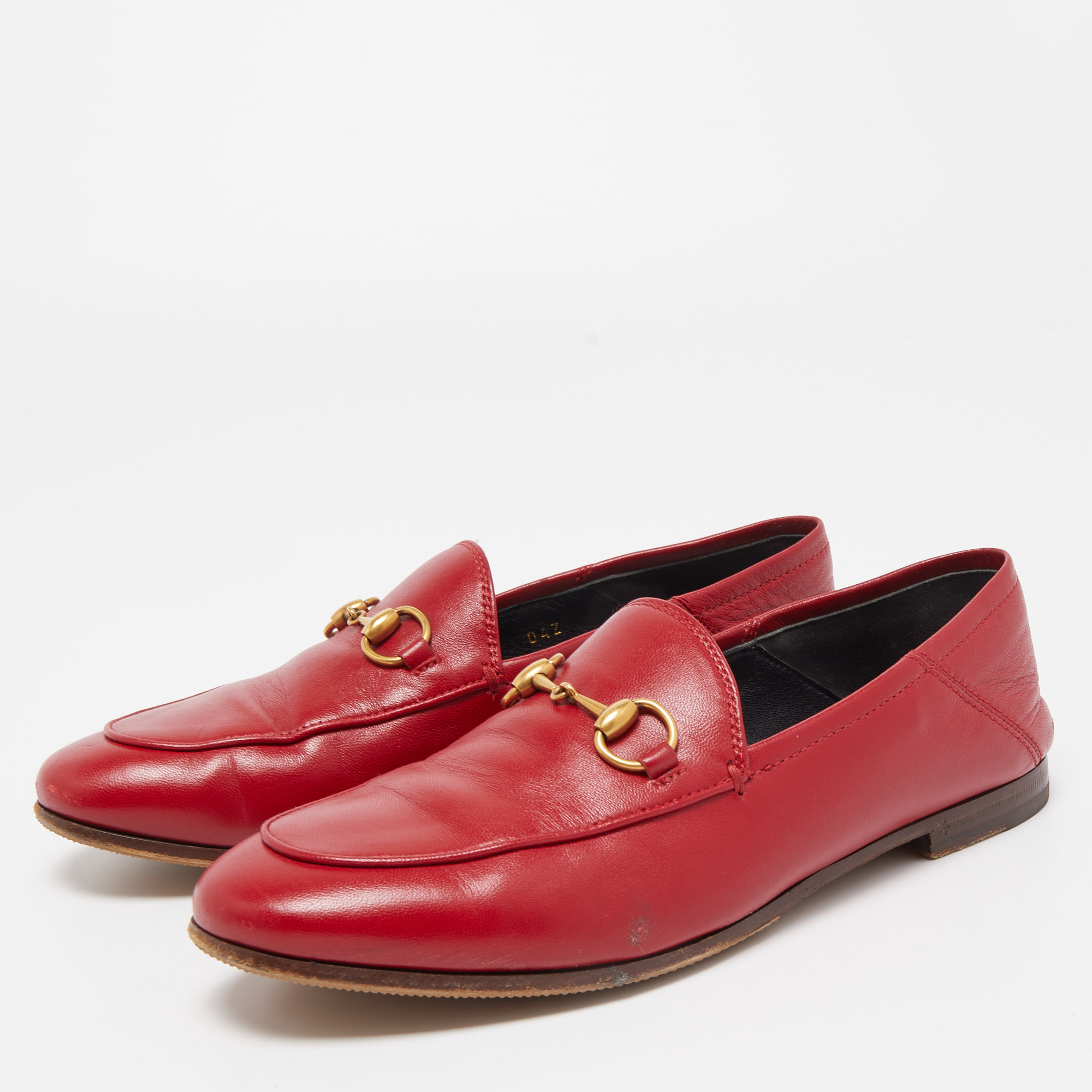 

Gucci Red Leather Jordaan Loafers Size