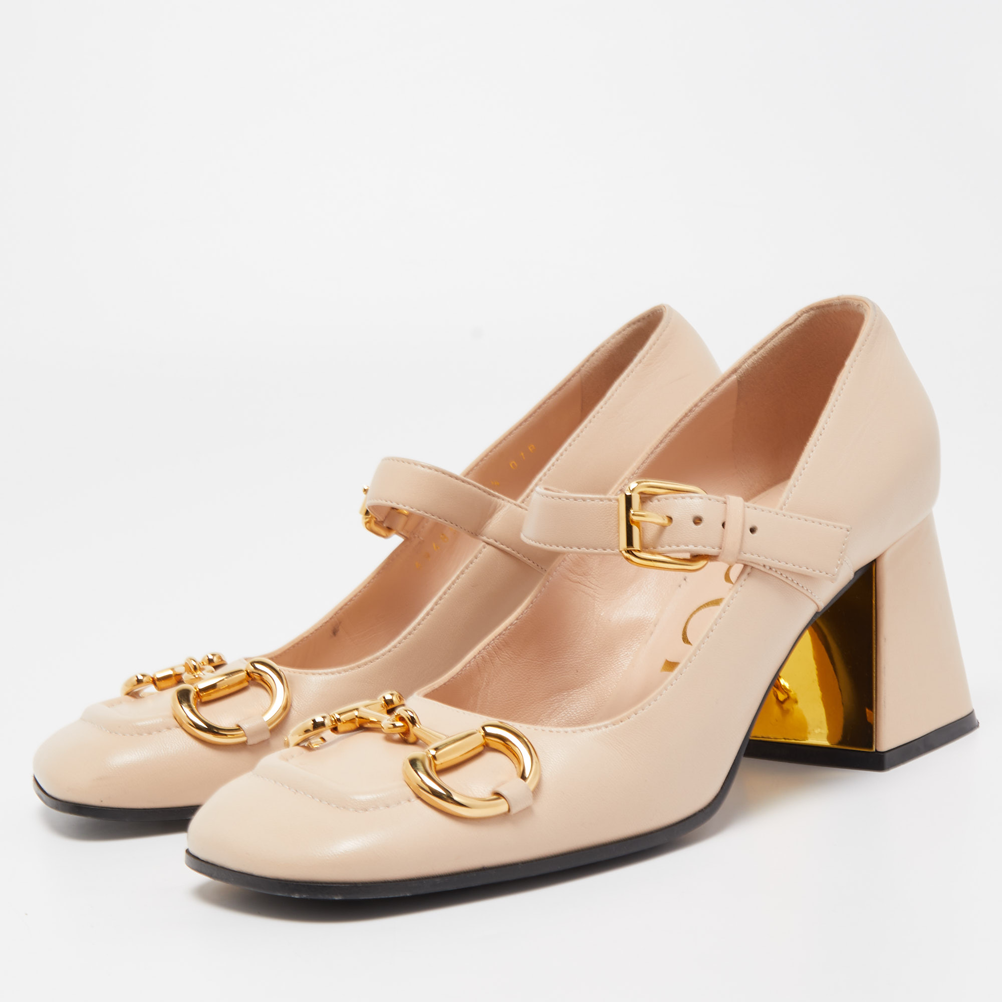 

Gucci Beige Leather Horsebit Mary Jane Pumps Size