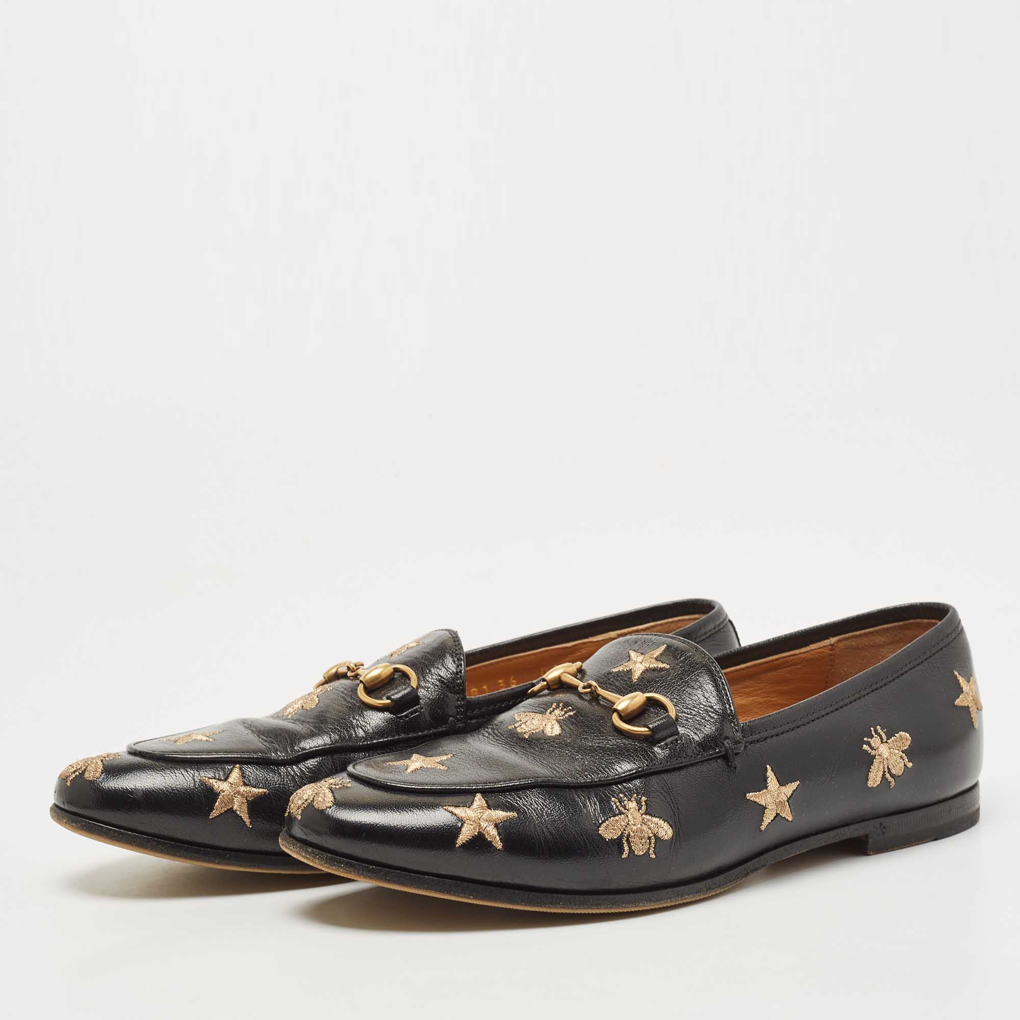 

Gucci Black Leather Jordaan Slip On Loafers Size