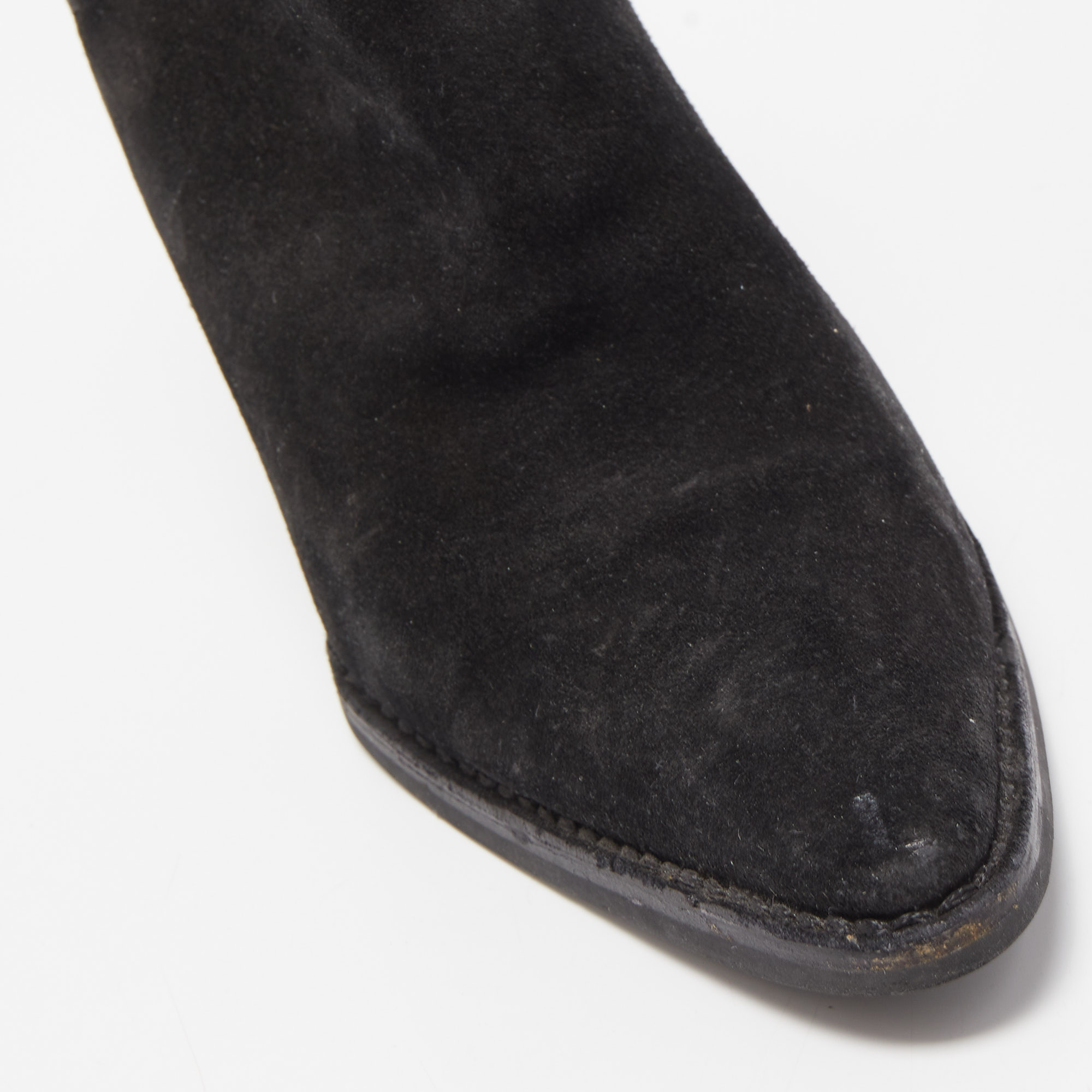 Gucci Black Suede Pointed Toe Ankle Boots Size 39 