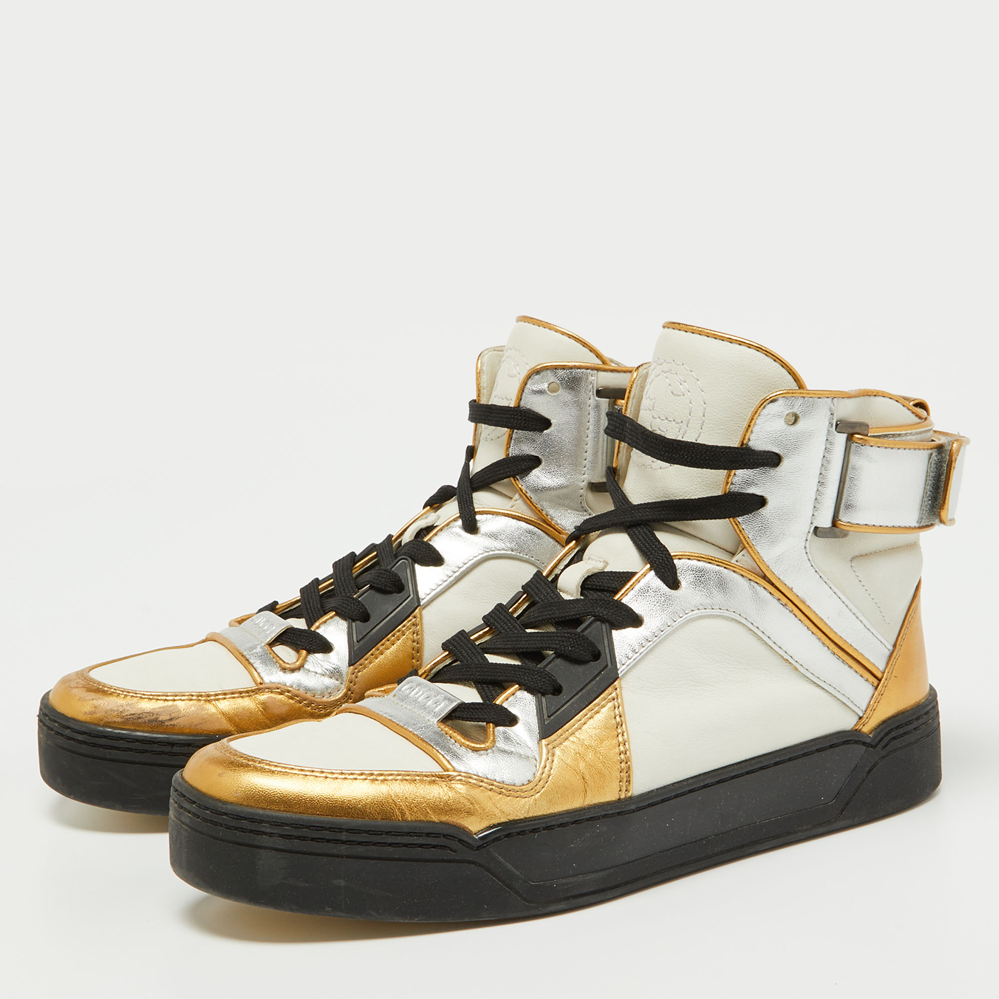 

Gucci Tri Color Leather High Top Sneakers Size, Multicolor