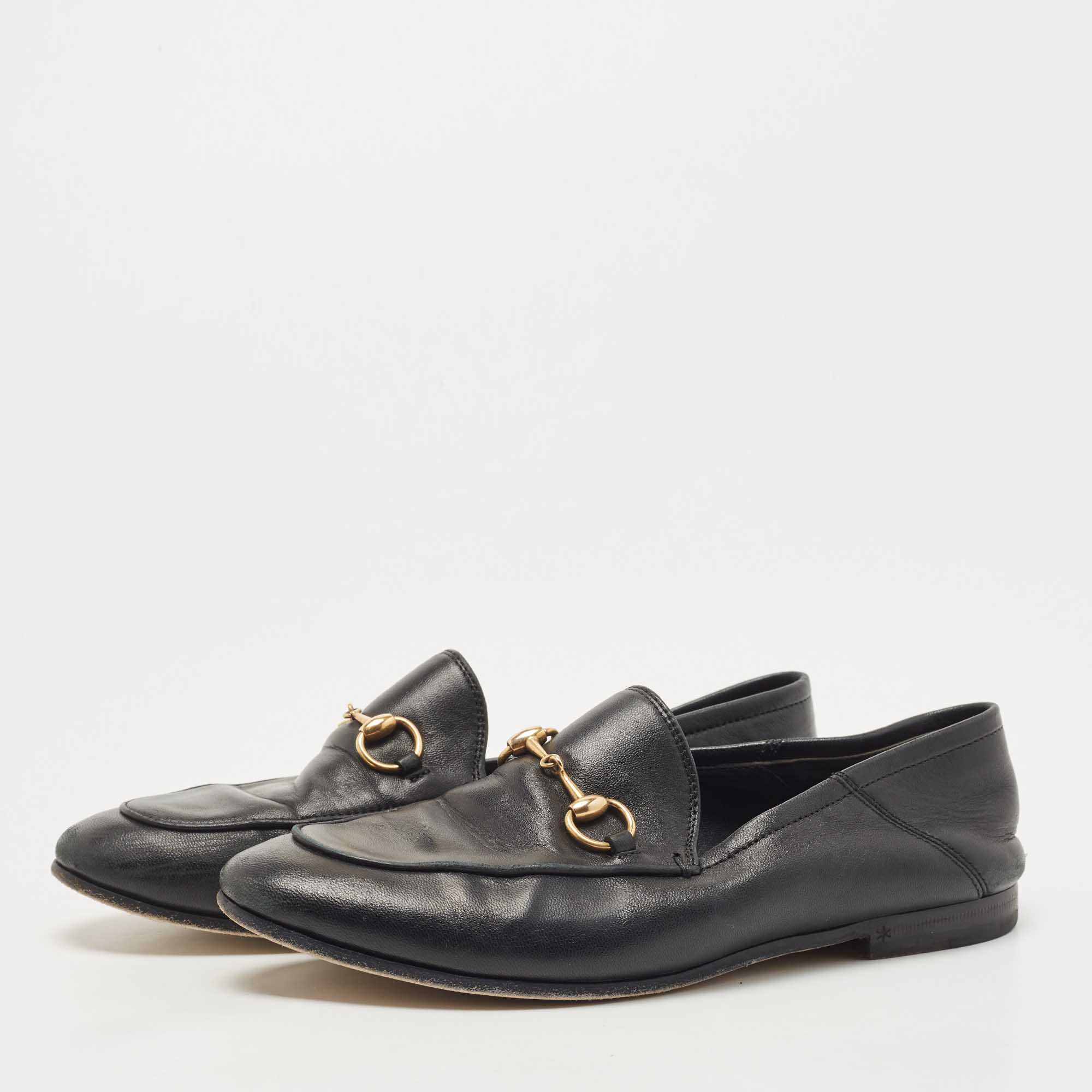 

Gucci Black Leather Jordaan Loafers Size