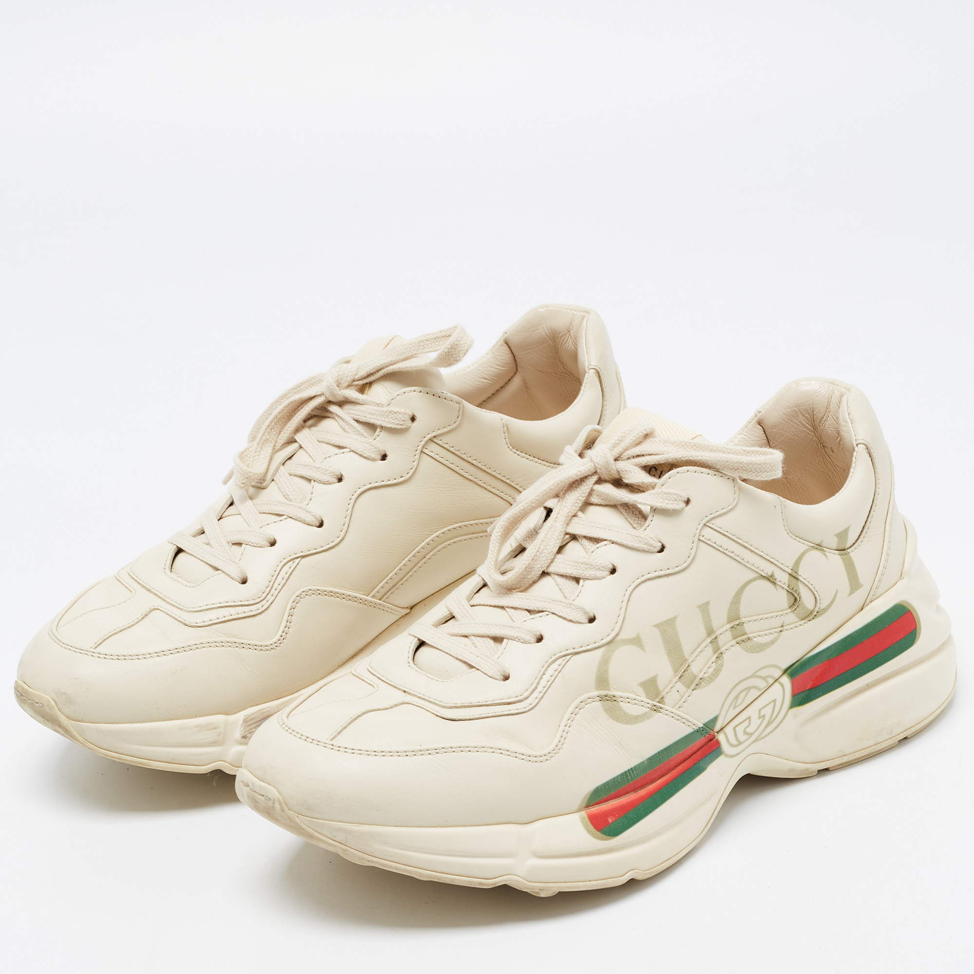 

Gucci White Leather Rhyton Low Top Sneakers Size